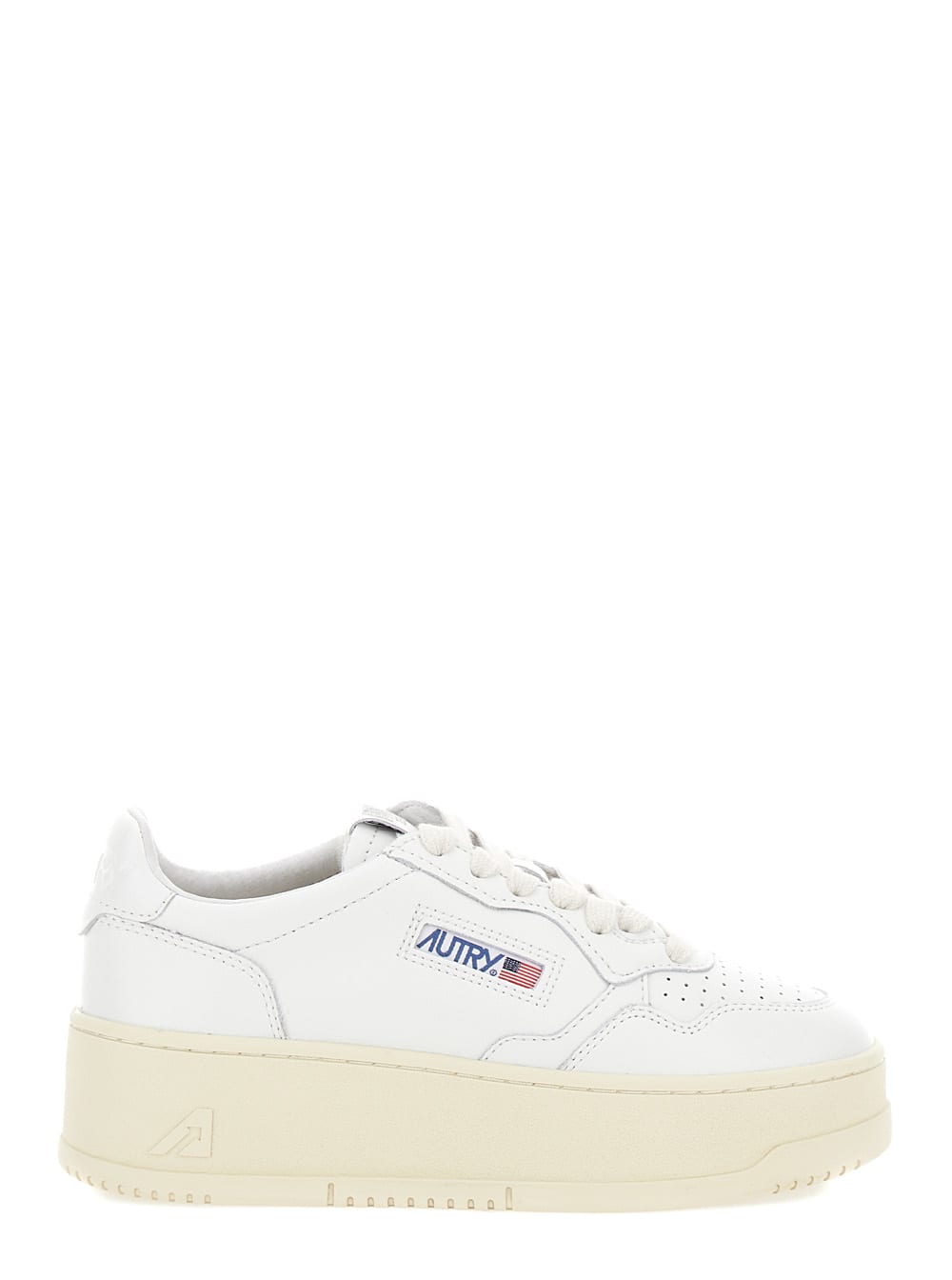 Autry White Low Top Trainers With Oversized Platform In Leather Woman