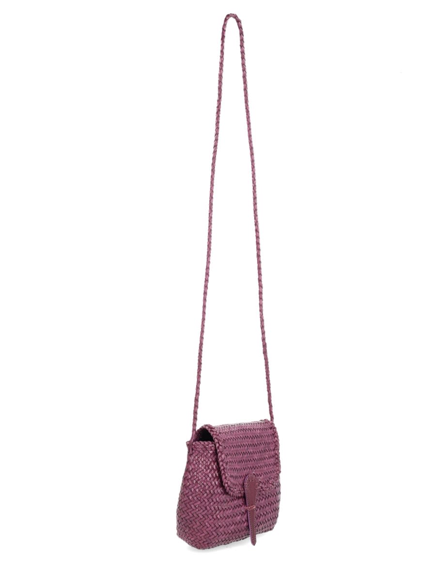Dragon Diffusion Woven Texture Shoulder Bag With Long Strap In Purple