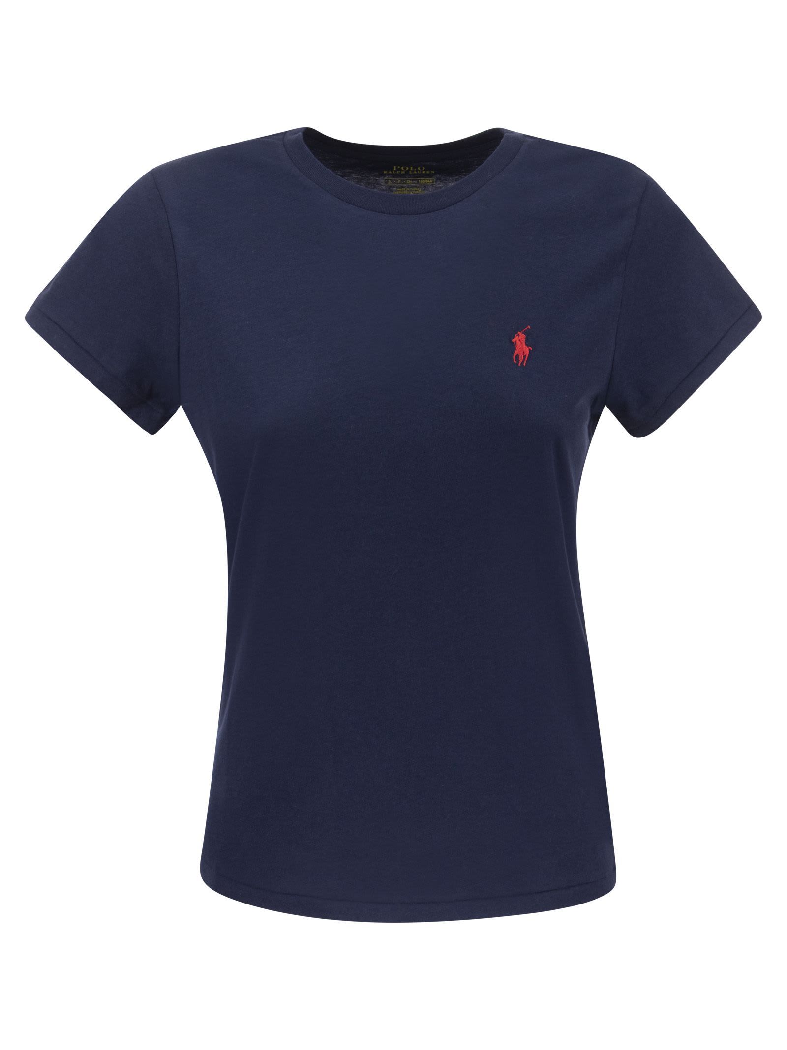 Blue T-shirt With Contrasting Pony