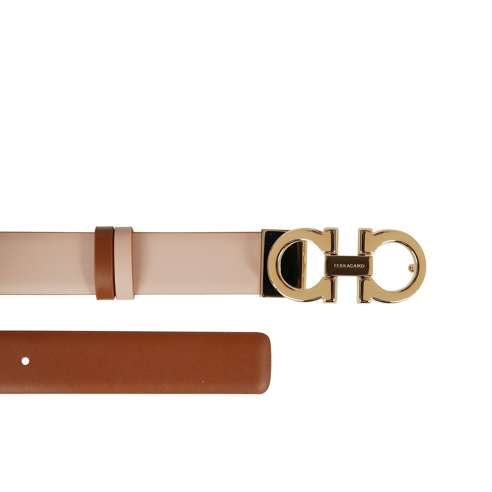 Shop Ferragamo Gancini Buckle Reversible Belt In Pink