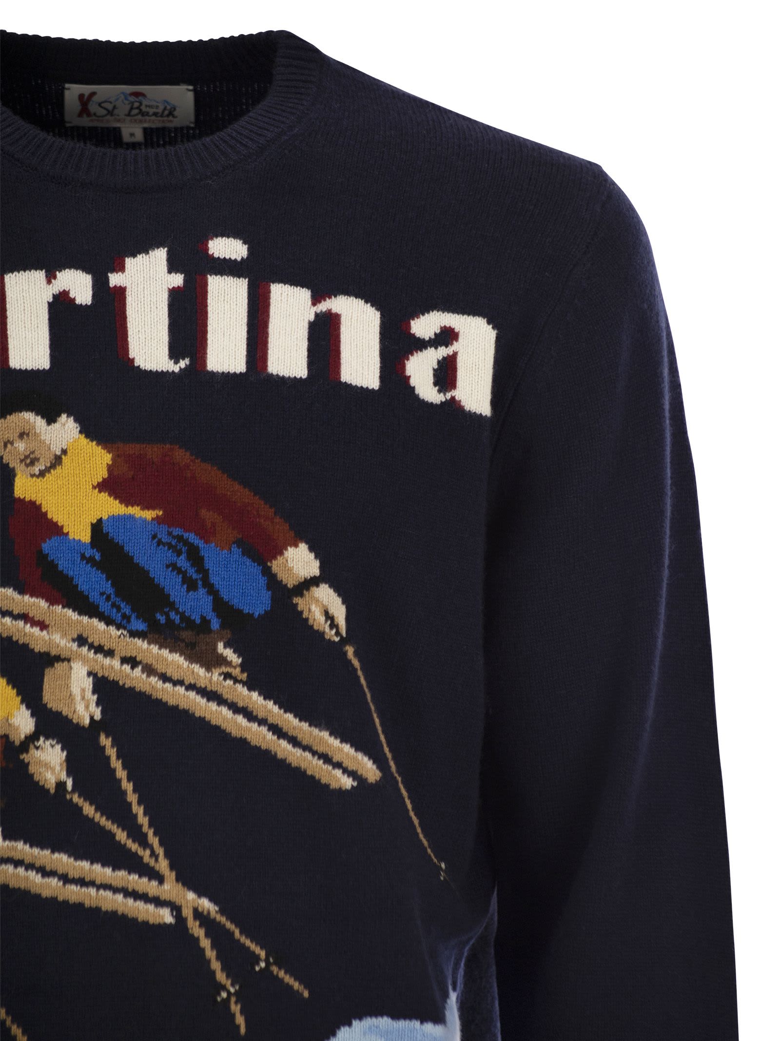 Shop Mc2 Saint Barth Cortina Wool And Cashmere Blend Jumper In Navy