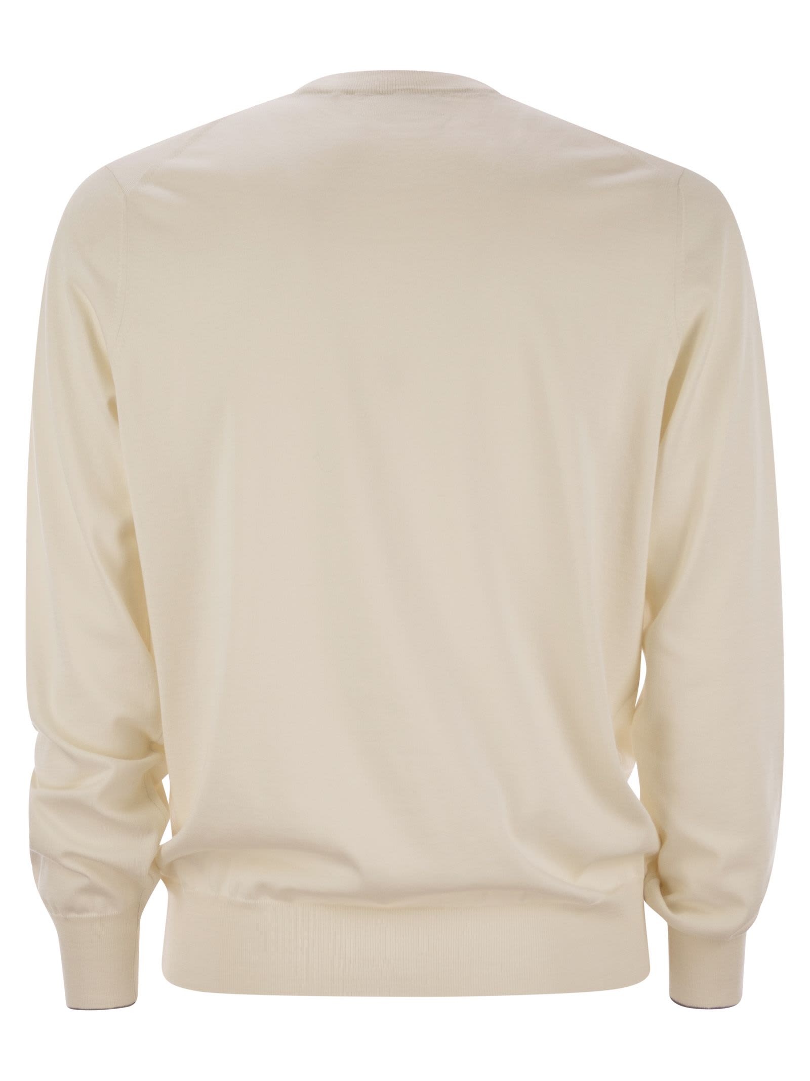 Brunello Cucinelli Men's Lightweight Cotton Sweater In White