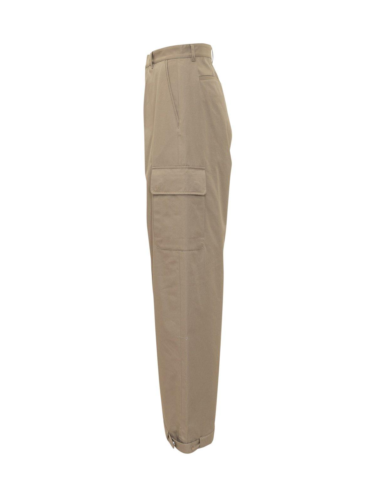 Shop Off-white Mid-rise Wide Leg Trousers In Beige Beige