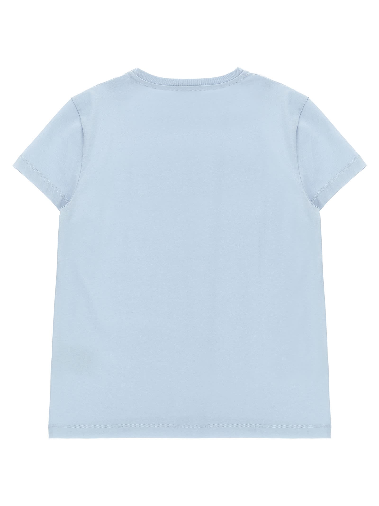 Moncler Logo-embroidered Short-sleeve Cotton T-shirt 4-10 Years Turquoi In Blue