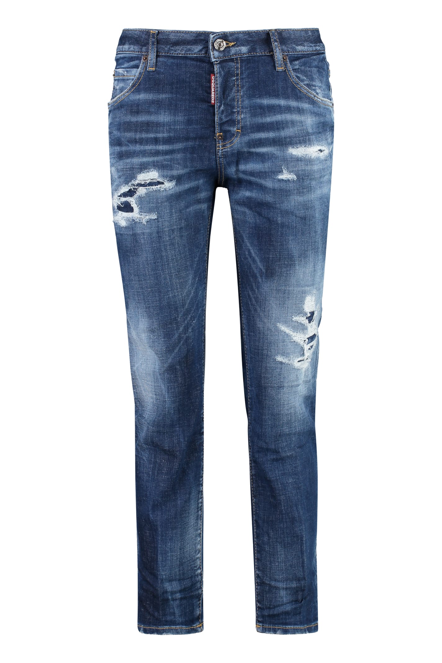 Shop Dsquared2 Cool Girl Straight Leg Jeans In Navy Blue