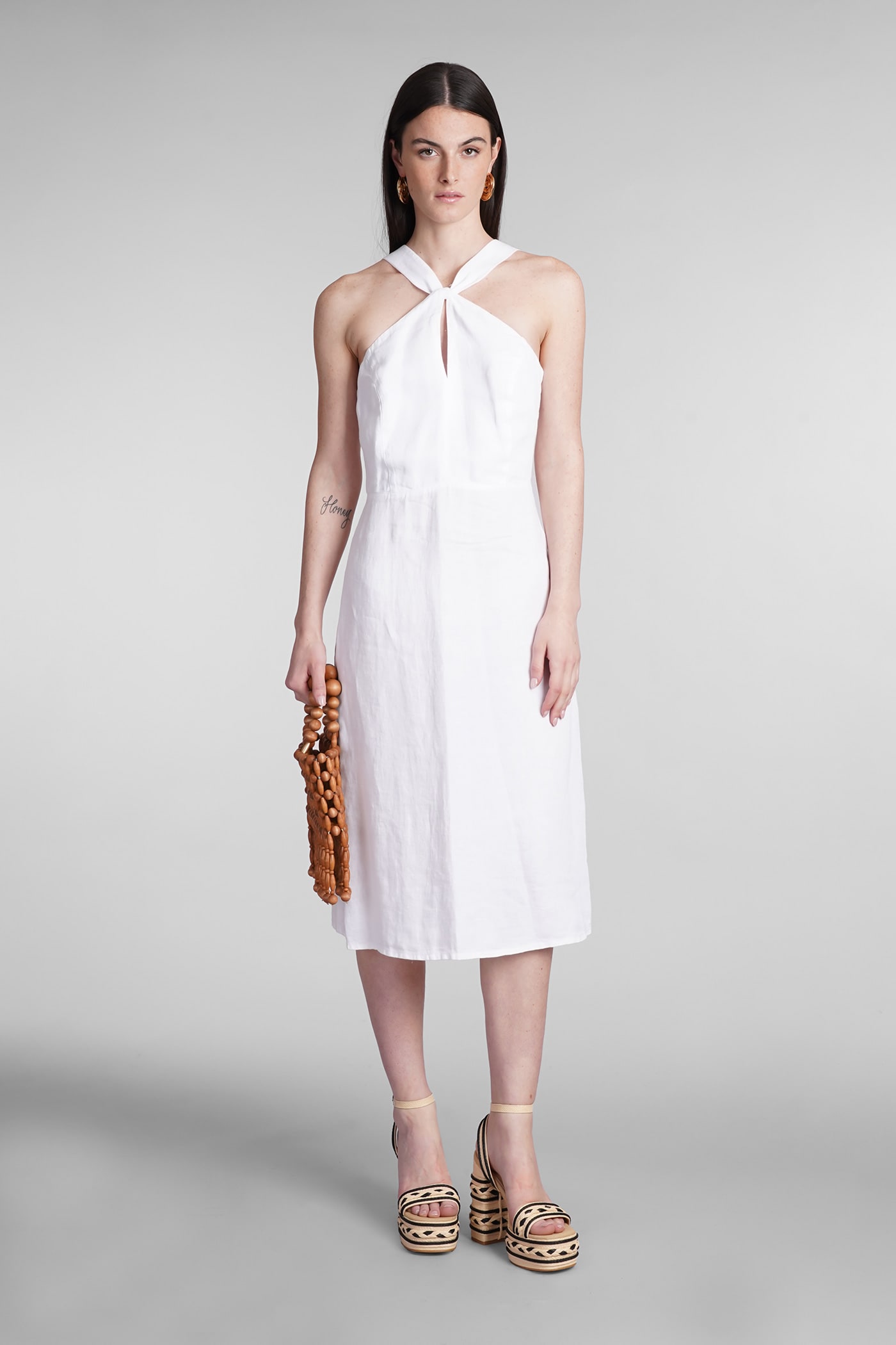 Shop 120% Lino Dress In White Linen