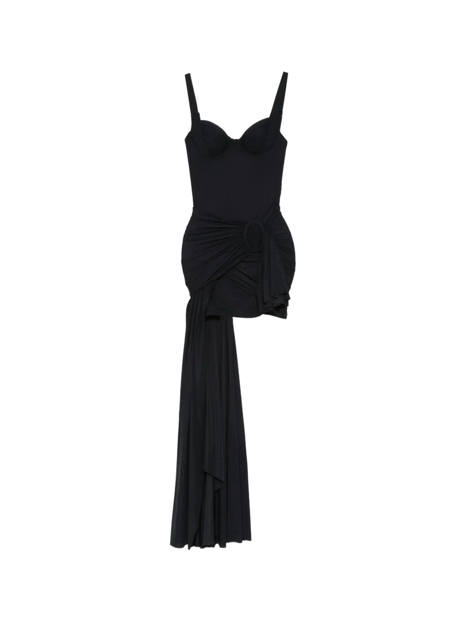 Balenciaga Black Draped Mini Dress In Jersey In Black