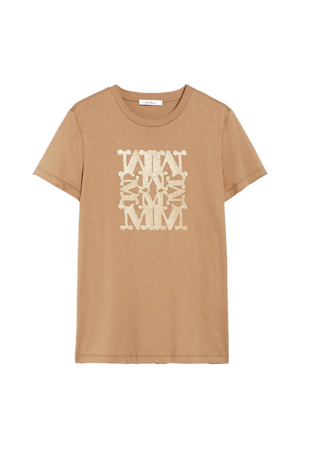 Shop Max Mara Crewneck Short-sleeved T-shirt In Cammello