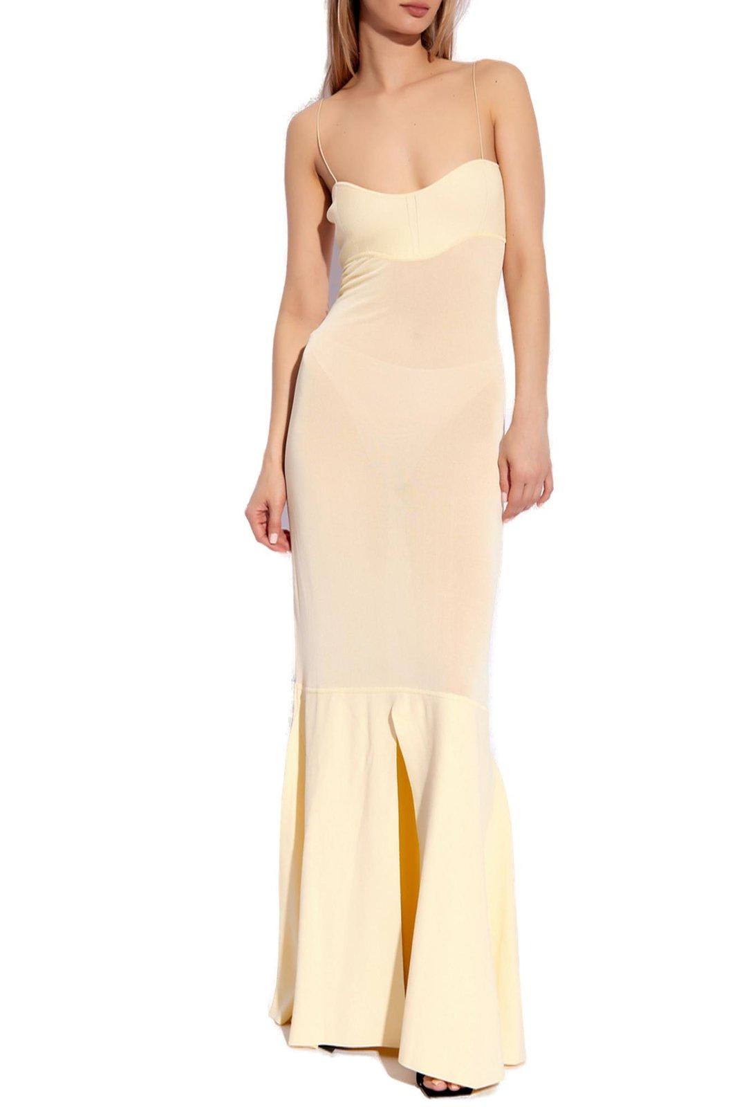 Shop Jacquemus Strapped Maxi Dress In Yellow
