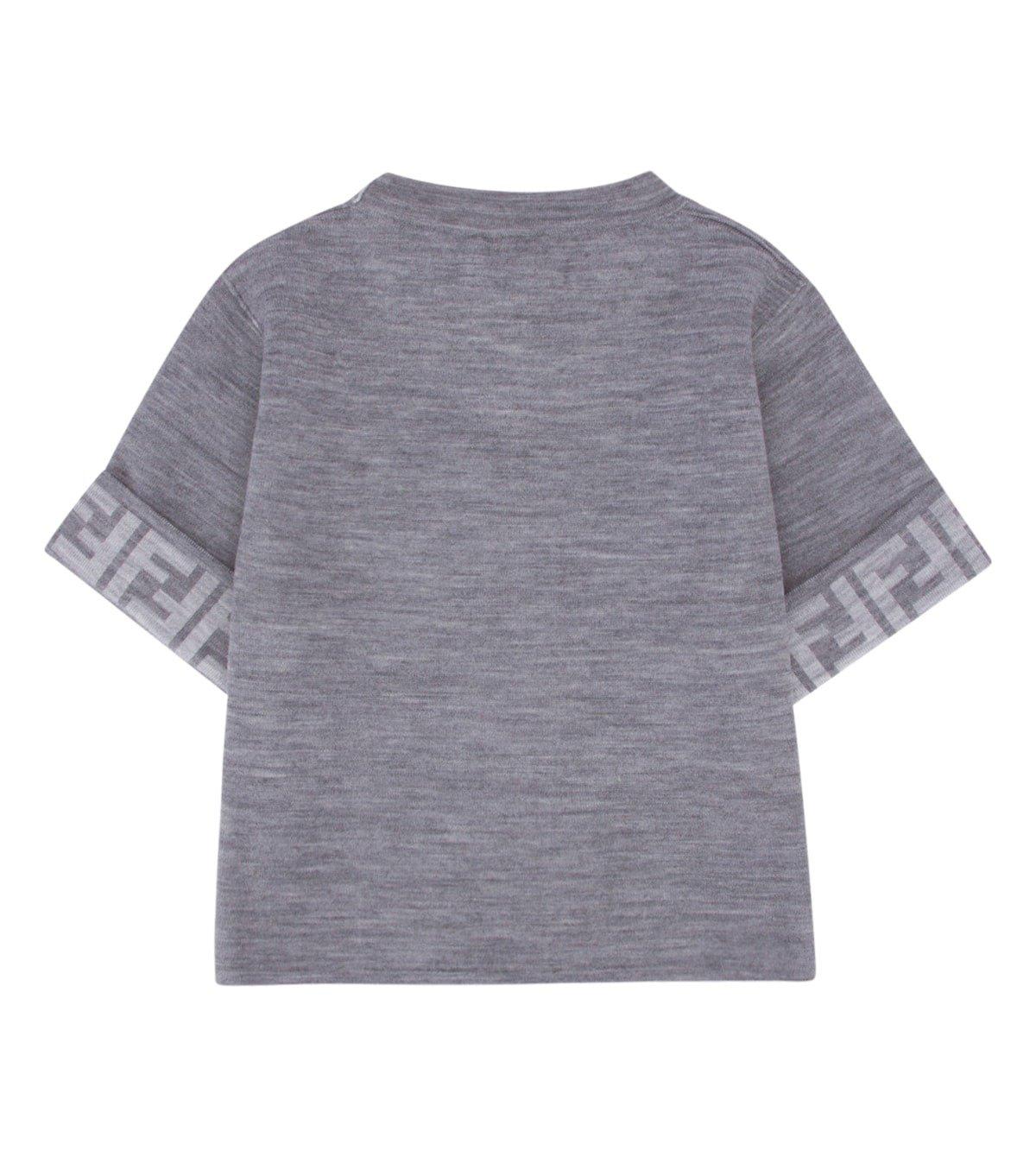 Shop Fendi Crewneck Short-sleeved Sweater In Grigio