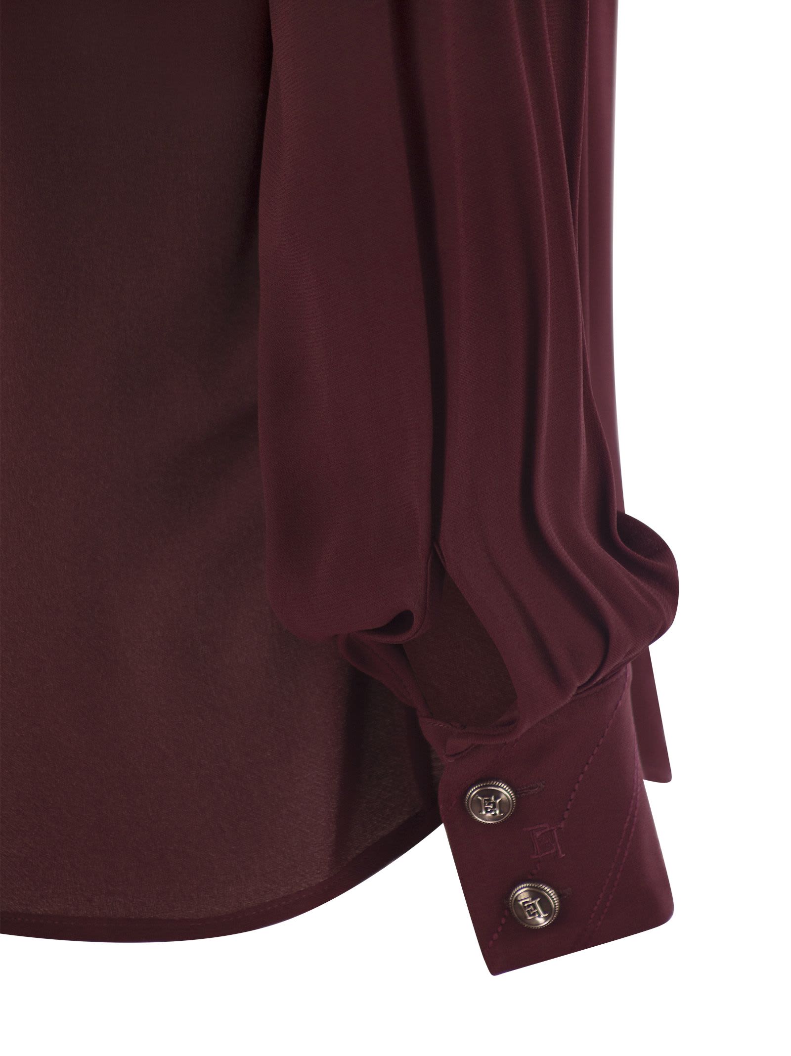 Elisabetta Franchi Logo Metal Detail Collar Shirt In Black