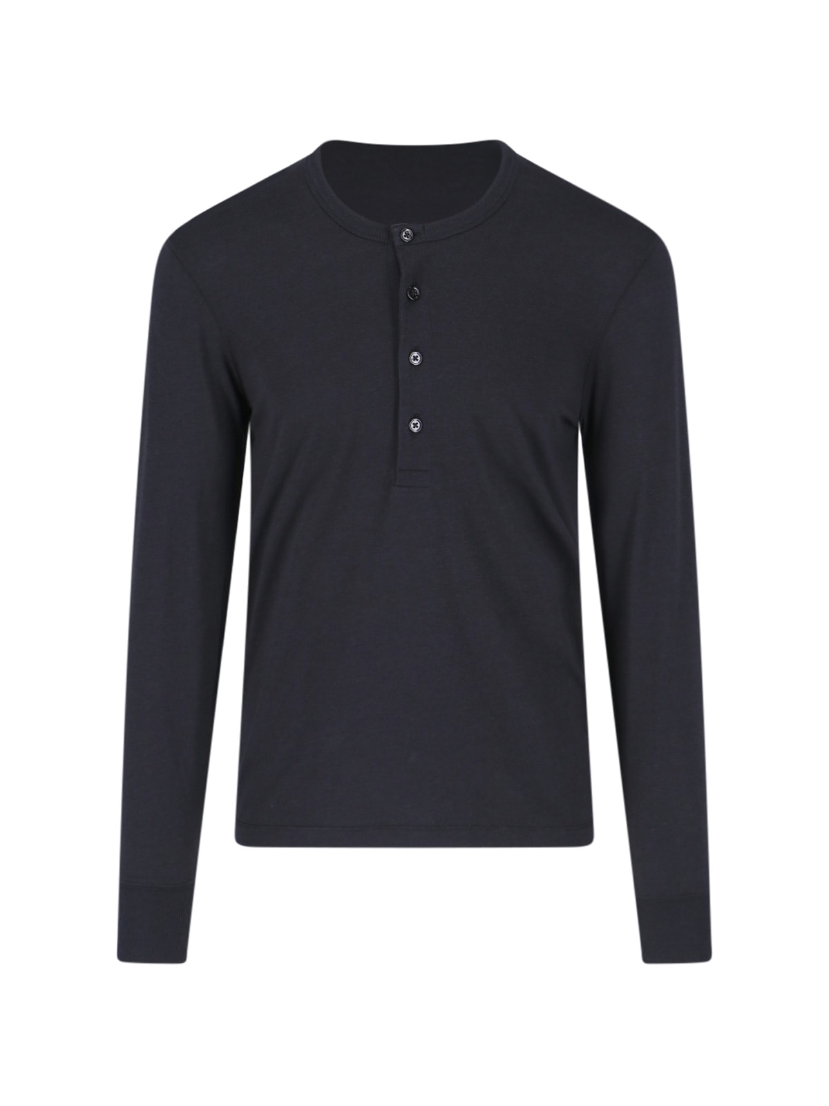 Tom Ford Short-button Fastening T-shirt In Black