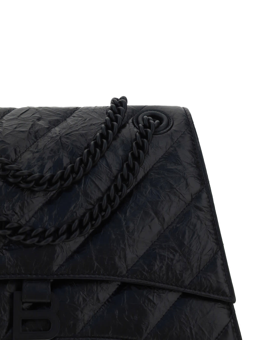 Balenciaga Black Medium Crush Black Crossbody Bag In Black