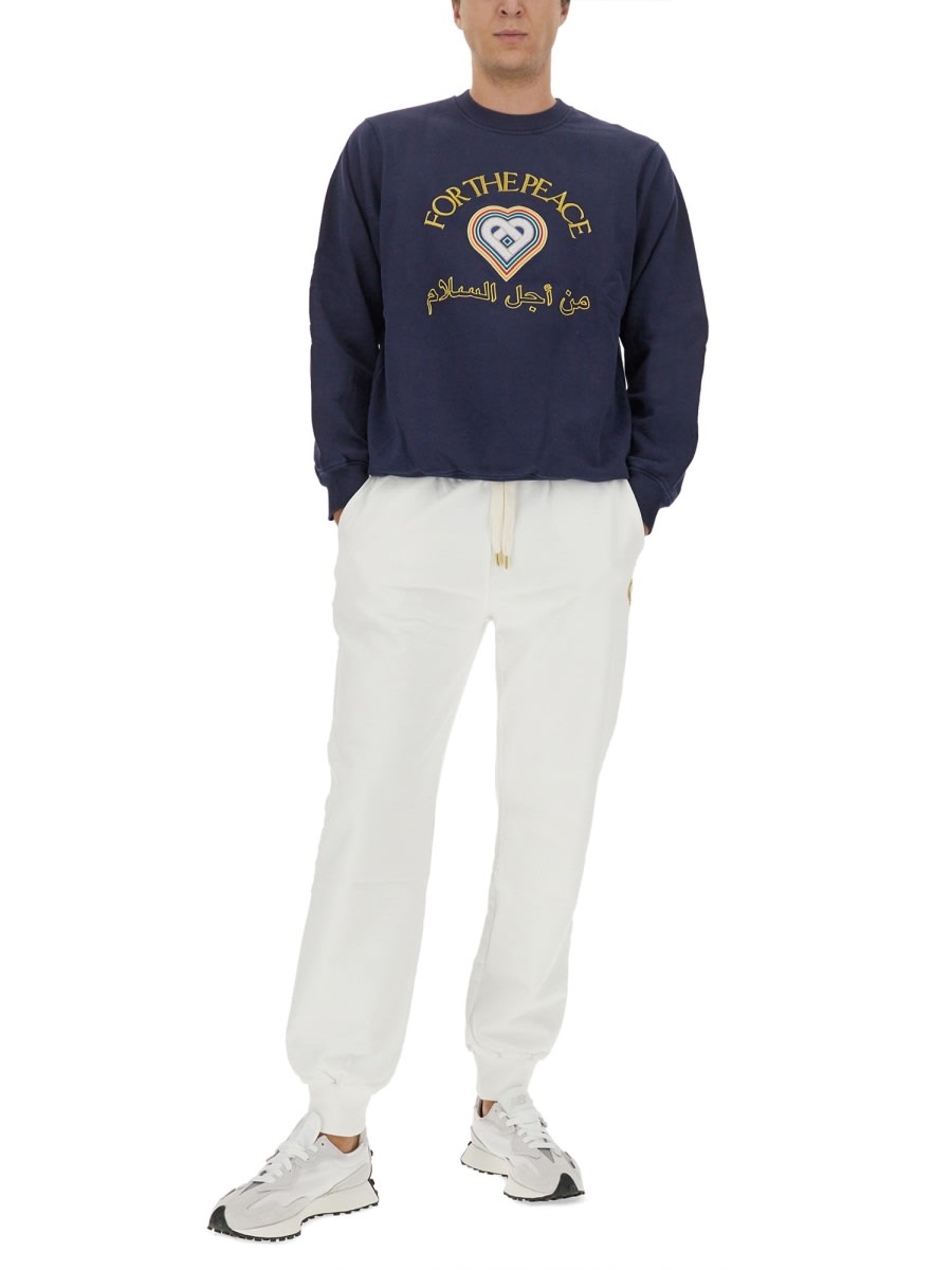 Shop Casablanca Sweatshirt With Logo In Blue