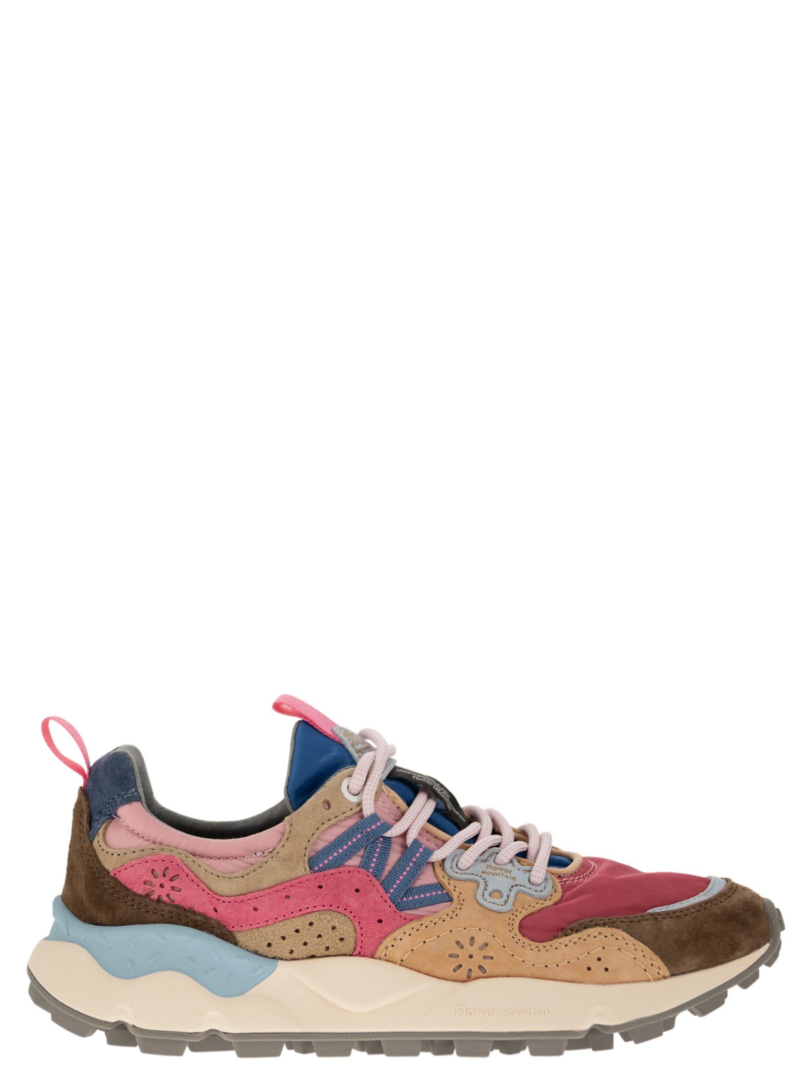 Shop Flower Mountain Yamano 3 - Sneakers In Suede And Technical Fabric In Pink