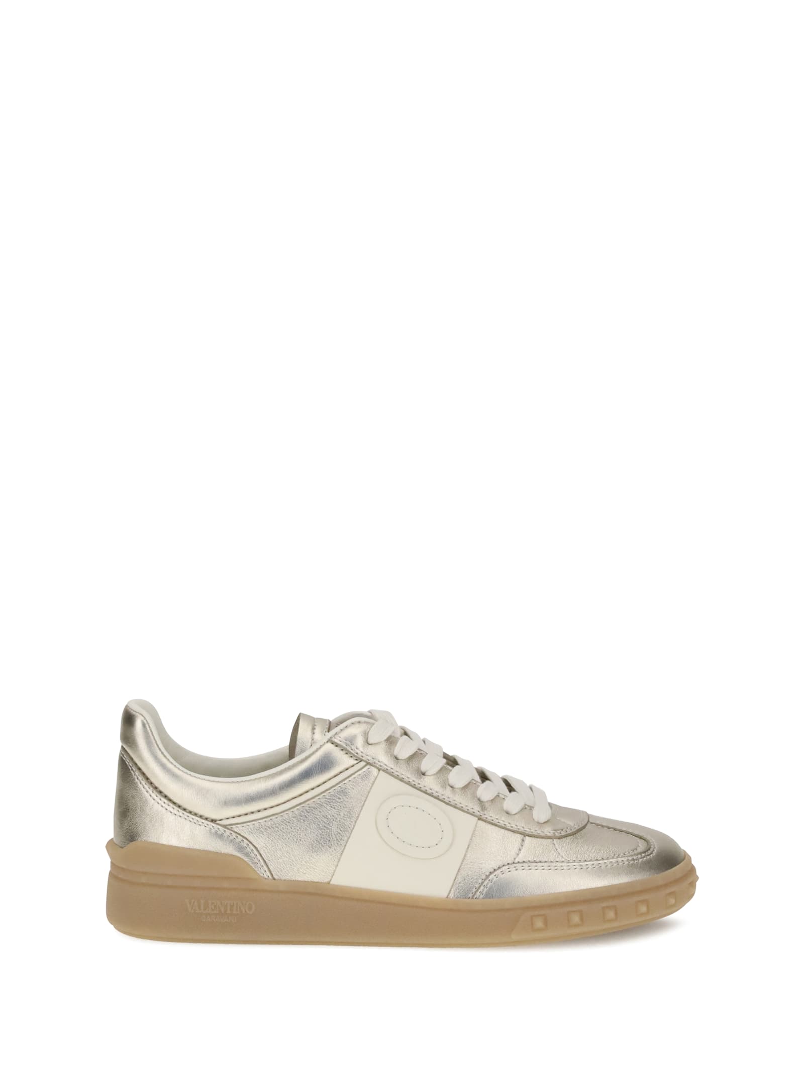 Valentino Village High-top Sneakers With Unique Leather Imperfections In Silver
