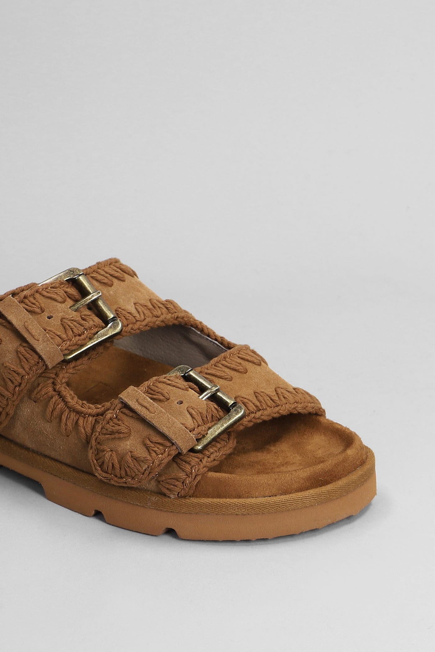 Shop Mou Low Bio Sandal Slipper-mule In Leather Color Suede