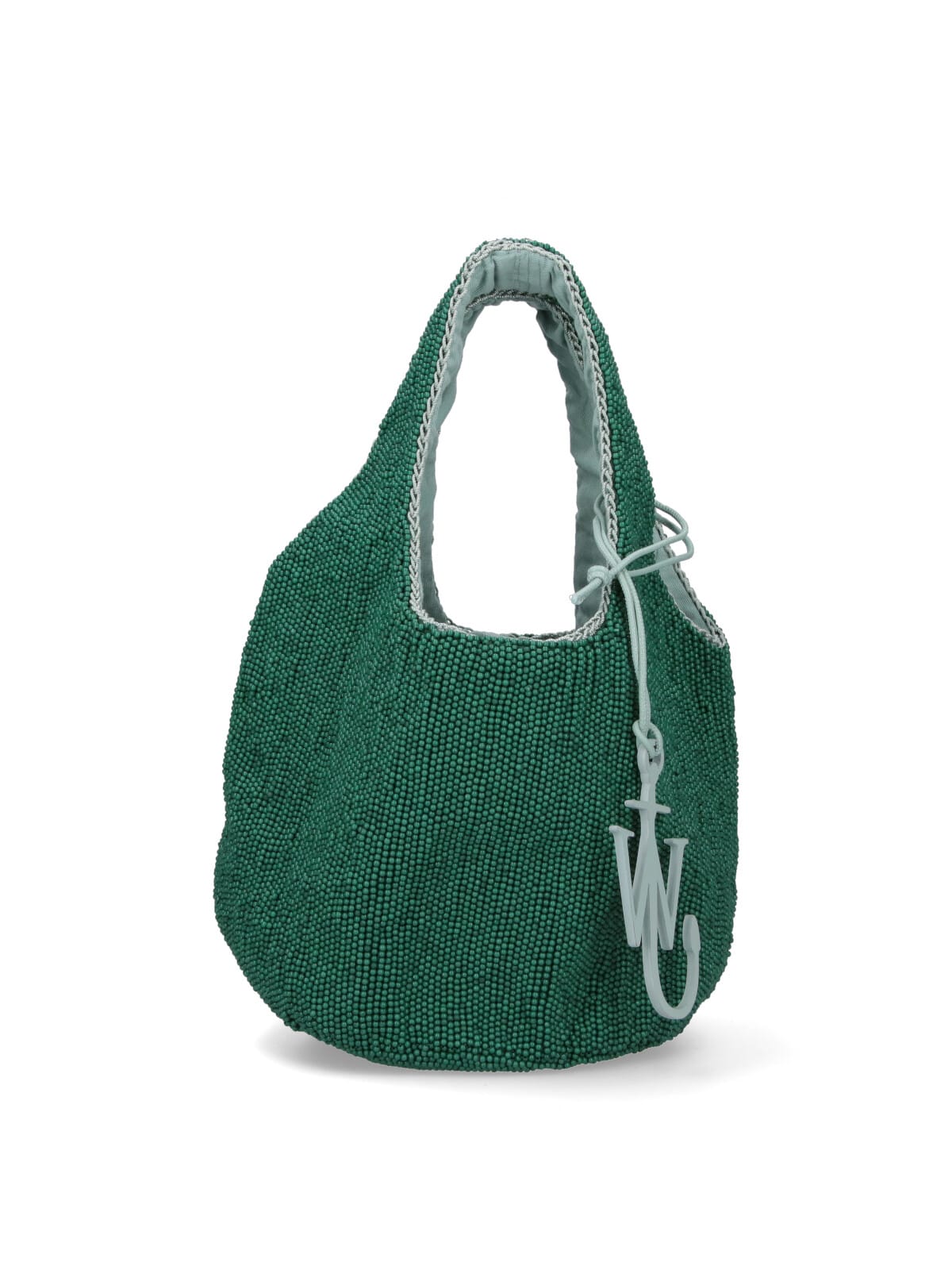 Jw Anderson Beaded Shoulder Bag Structured Shape In Green