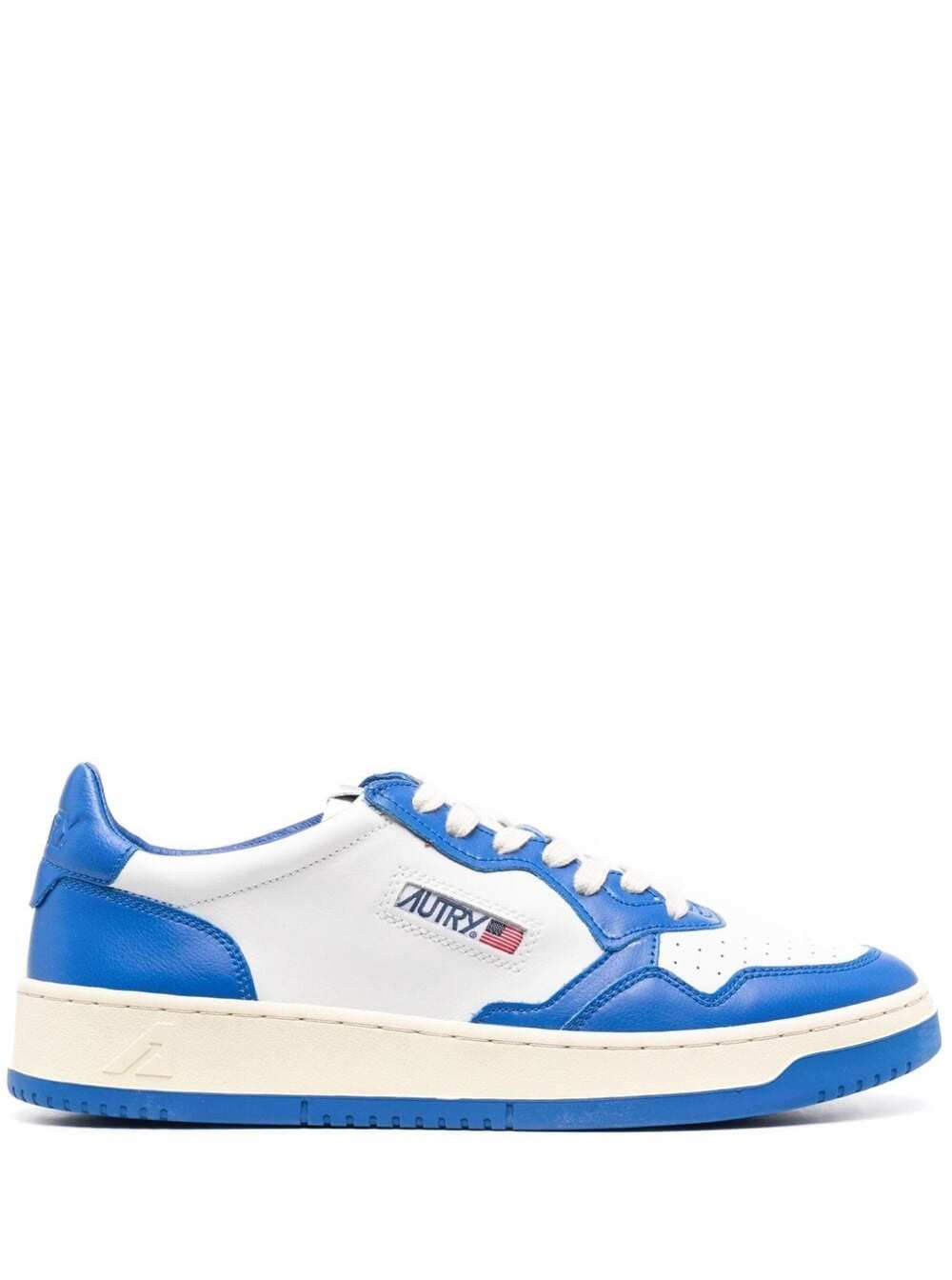 Shop Autry Blue And White Medalist Low Top Sneakers In Cow Leather