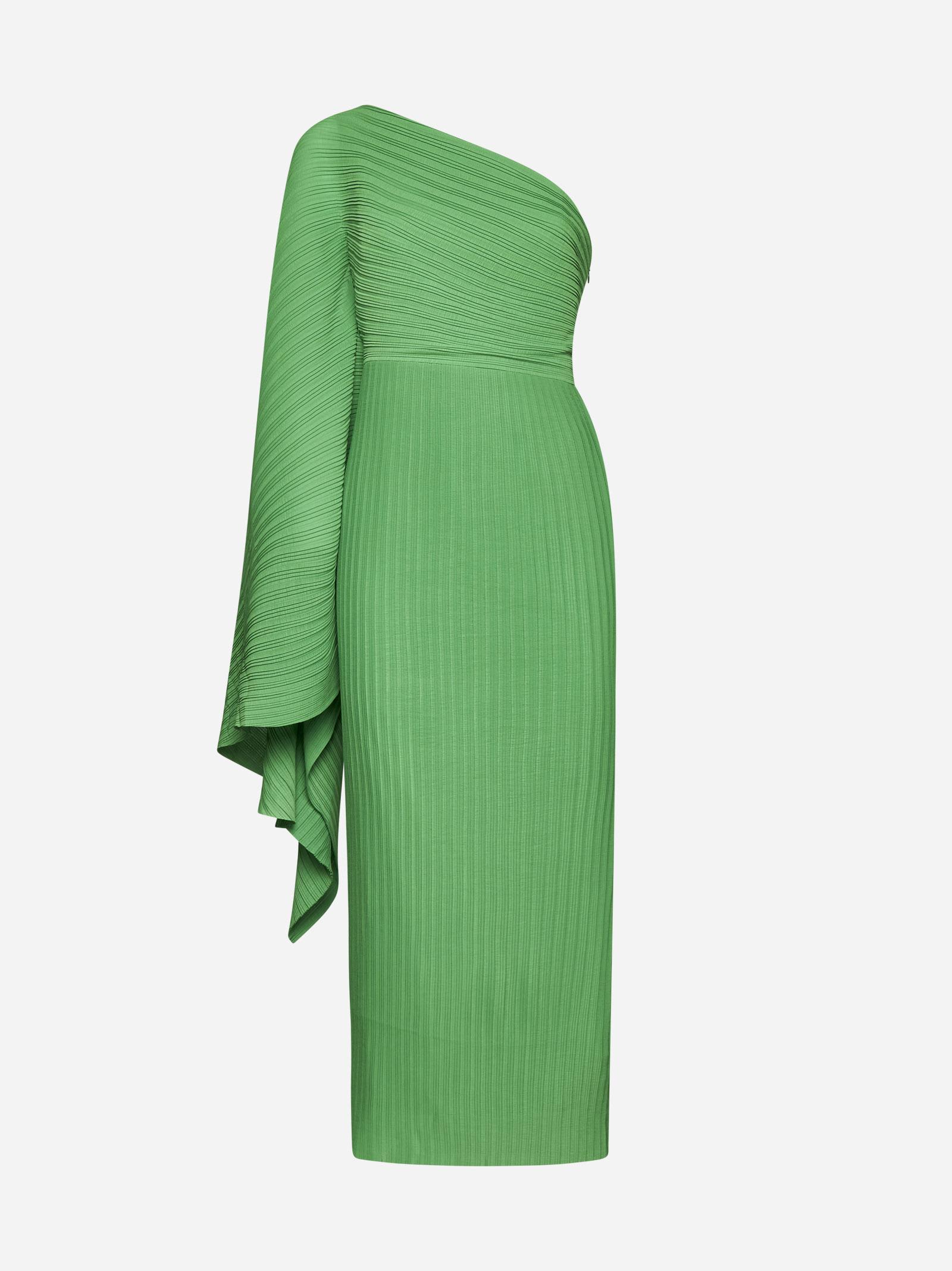 Lenna Pleated Crepe Midi Dress