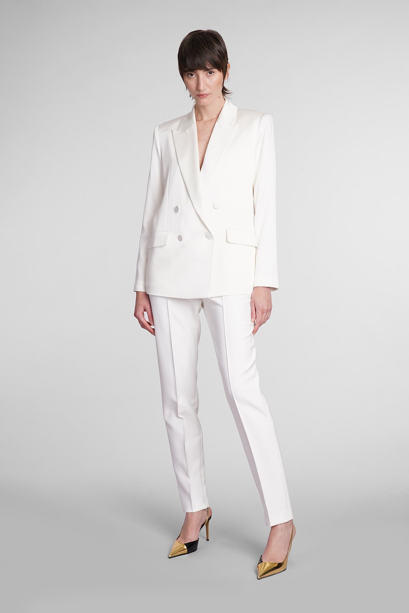Shop Alexandre Vauthier Pants In White Polyester