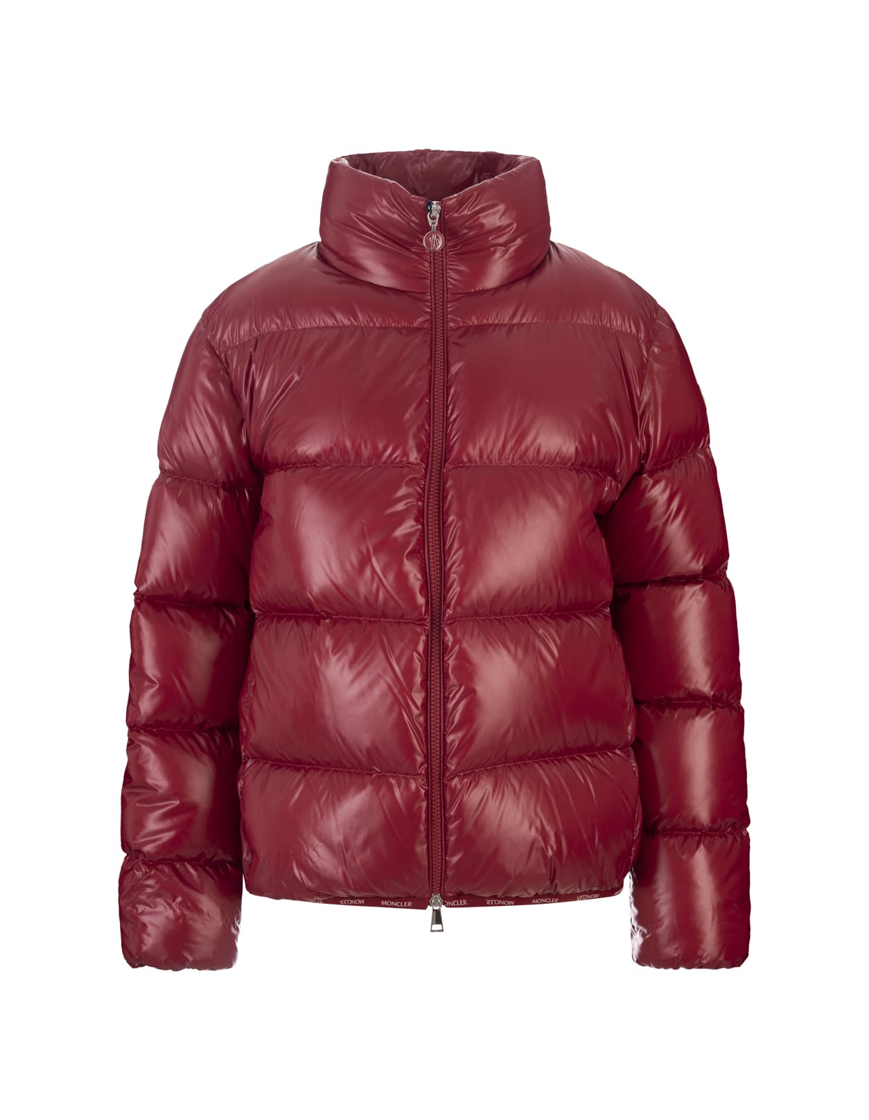 Shop Moncler Red Abbadia Short Down Jacket