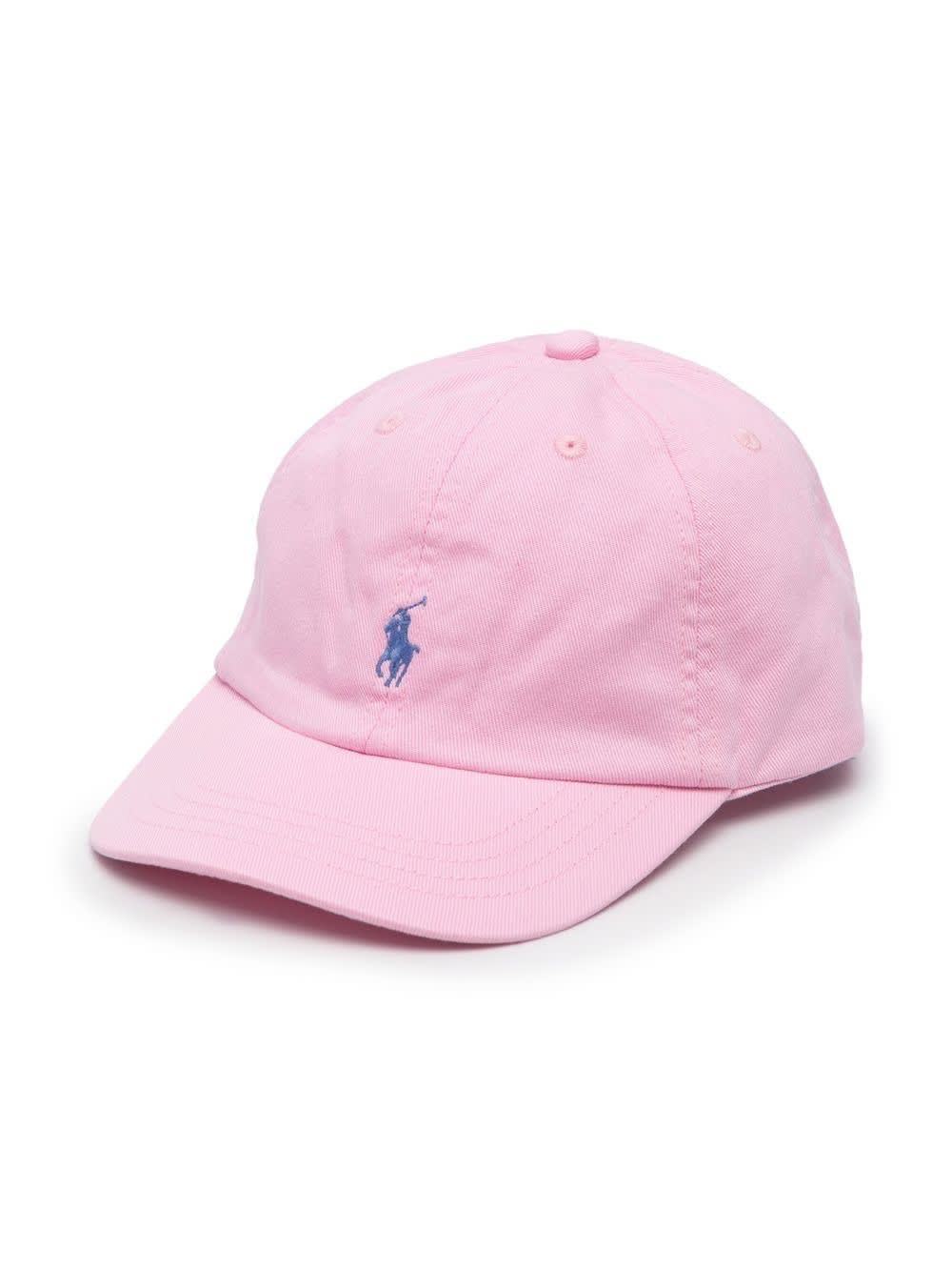 Ralph Lauren Pink Baseball Hat With Blue Pony