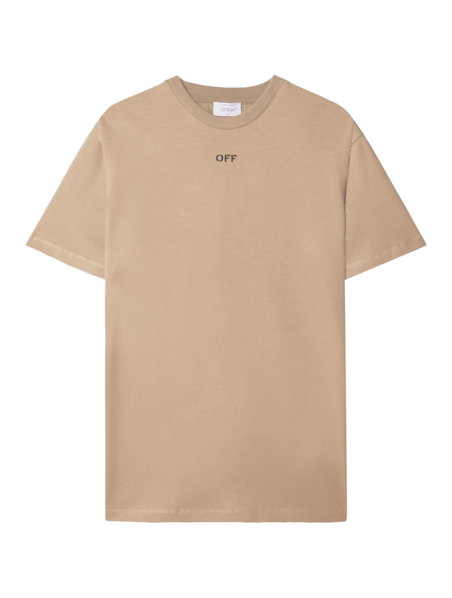 Off-white T Shirt With Arrow Embroidery In Beige Black