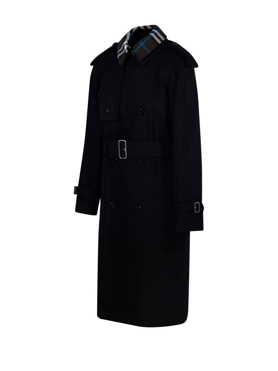 Shop Burberry Double Breasted Belted Trench Coat In Black