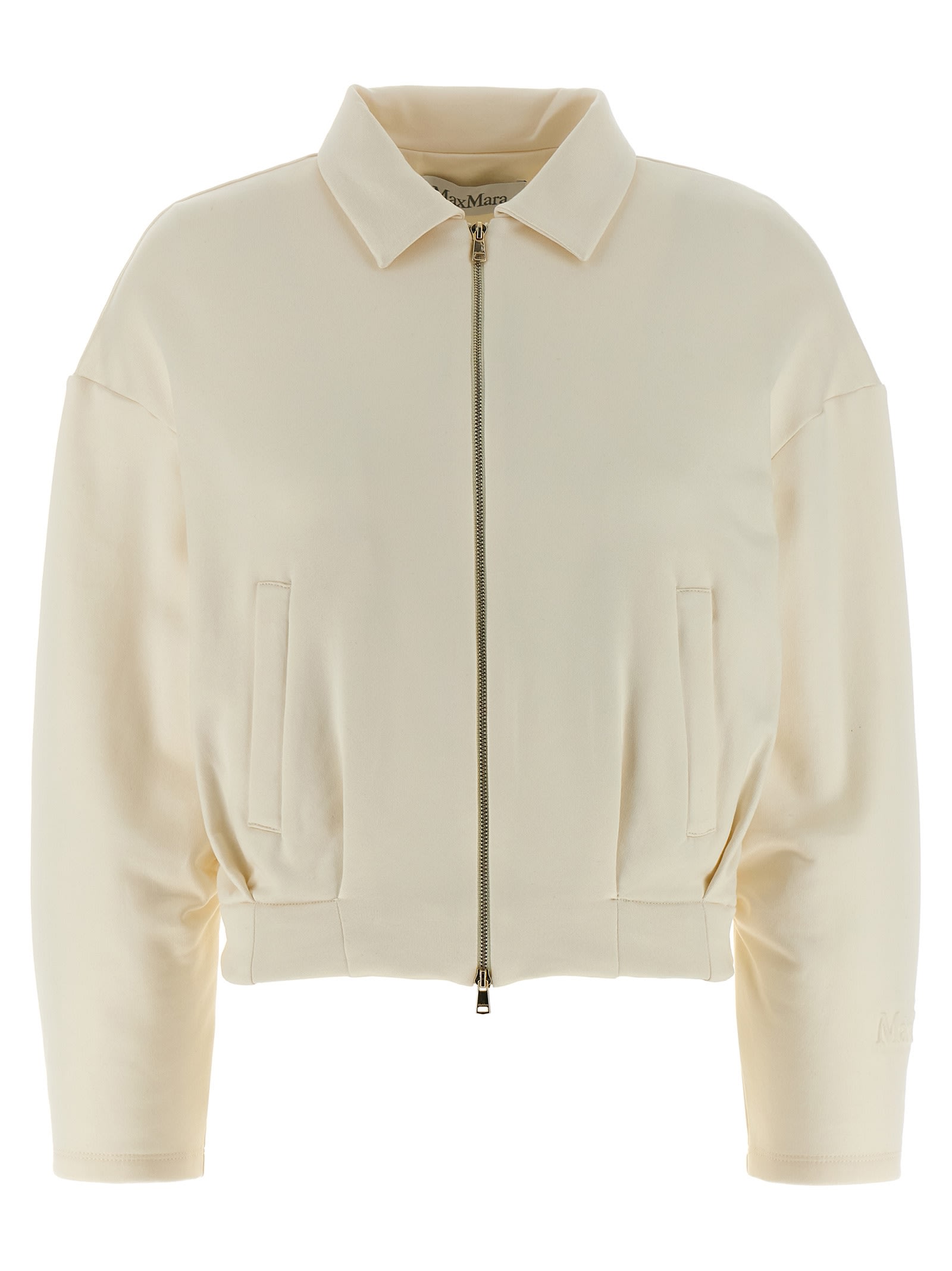 Max Mara Shirt-collar Zip-front Jacket In Neutral