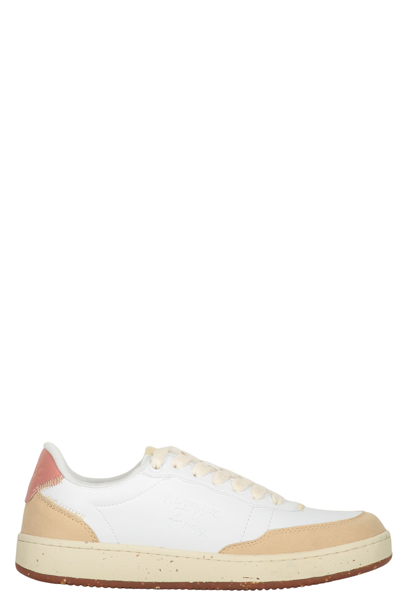Acbc White Minimalist Sneakers With Beige Details In White