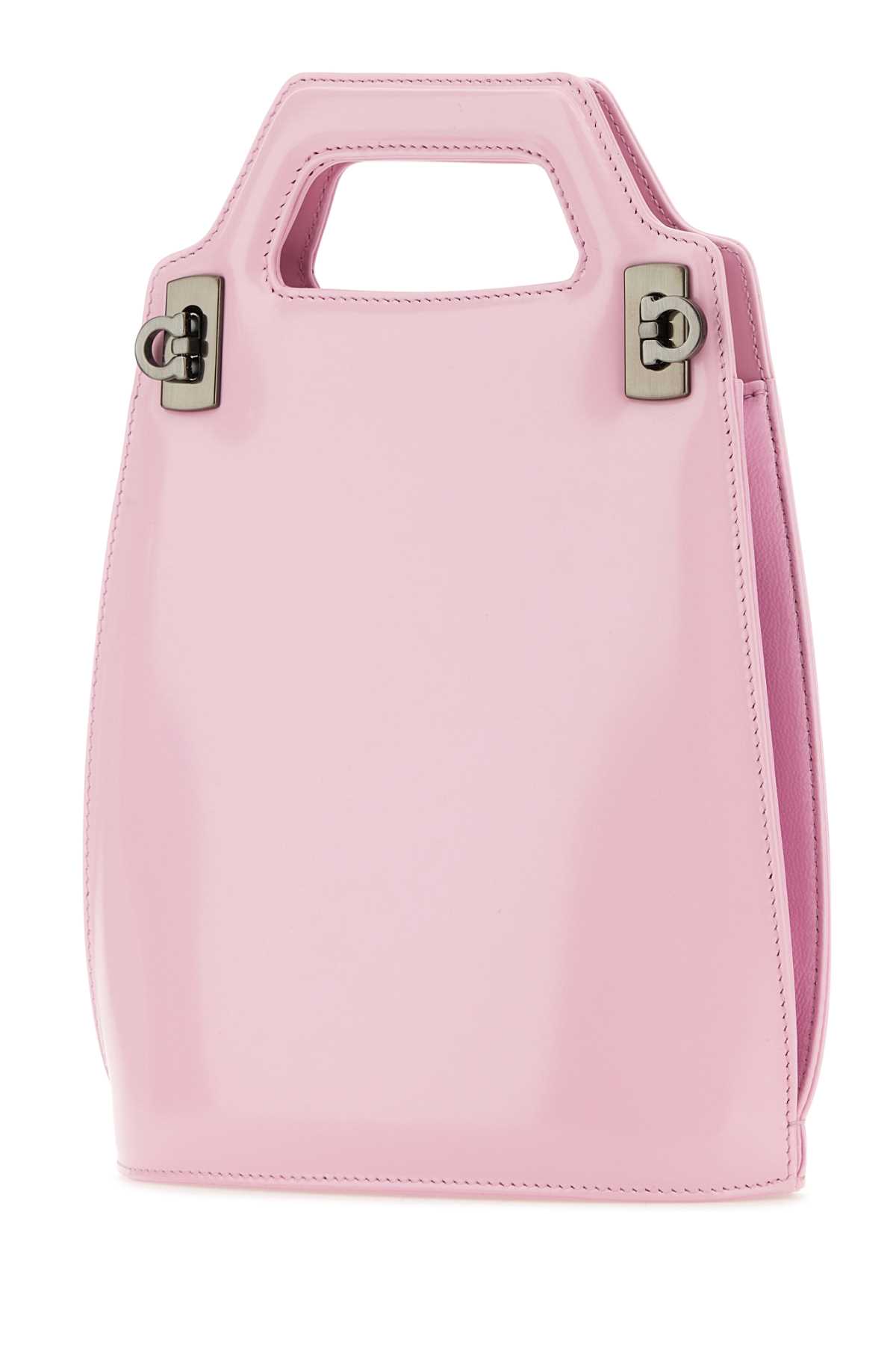Shop Ferragamo Pink Leather Mini Wanda Handbag In Bubblegu