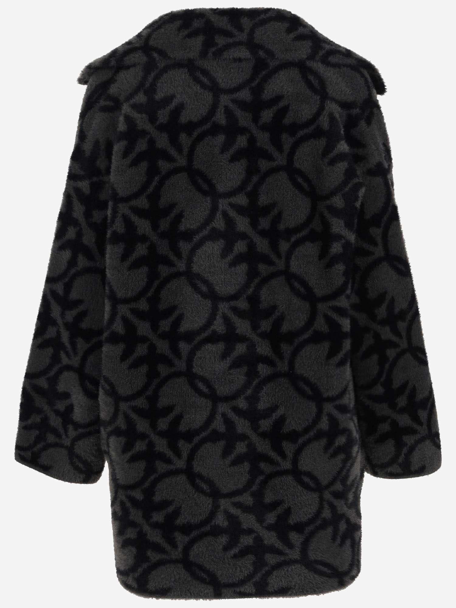 Shop Pinko Double-breasted Coat In Technical Fabric With Logo In Black