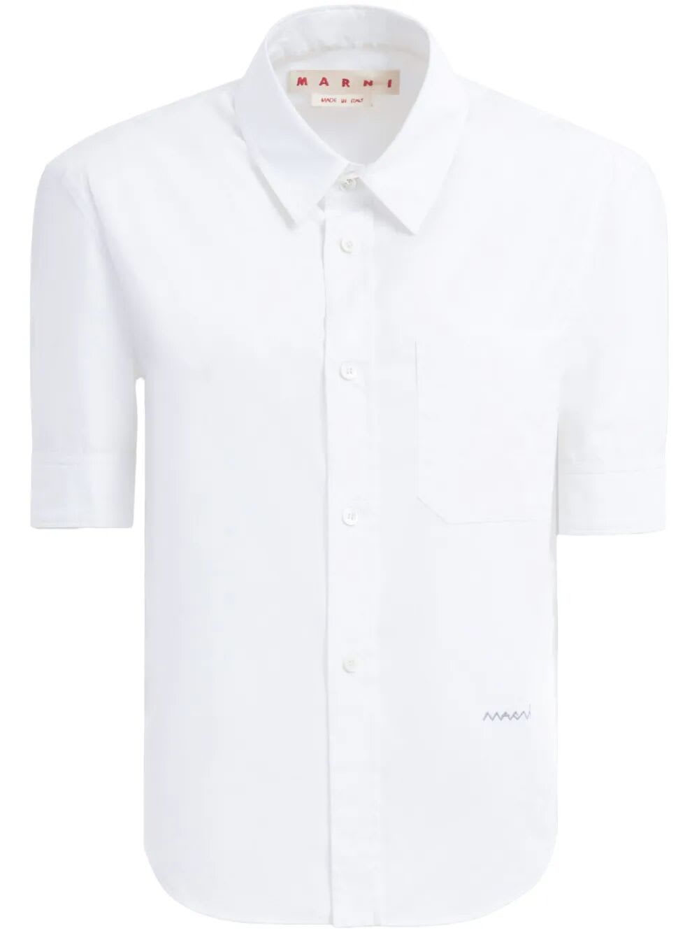 Marni Short-sleeved Tailored Cotton Shirt In Lily White