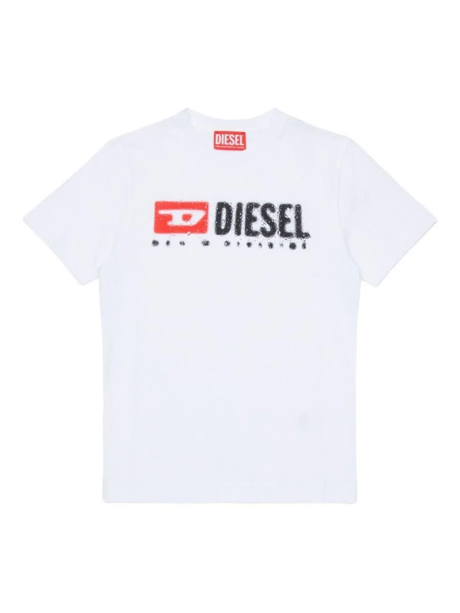 Diesel T-shirt Cotone Bianco In White