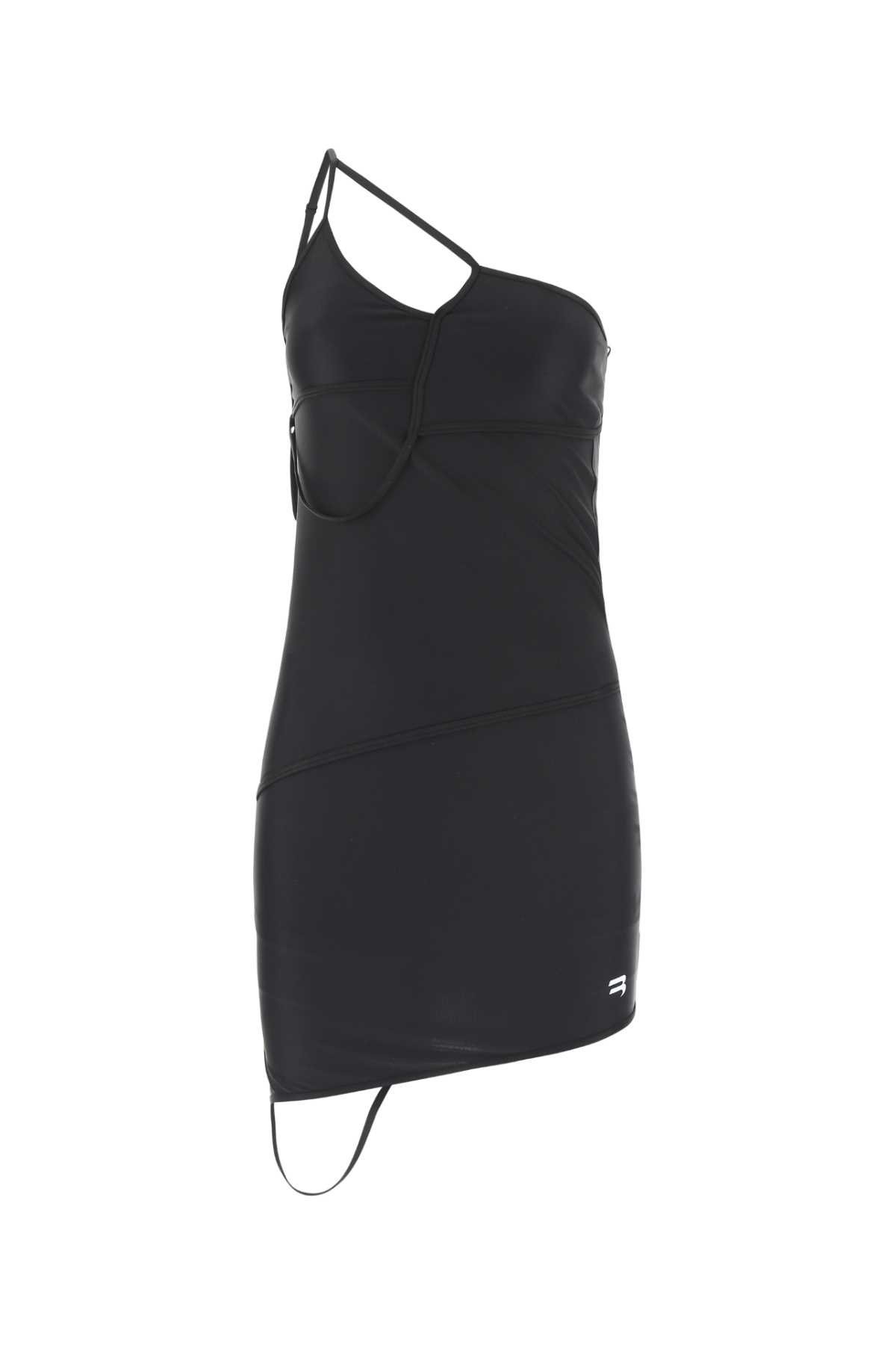 Shop Balenciaga Black Stretch Nylon Mini Dress In 1000