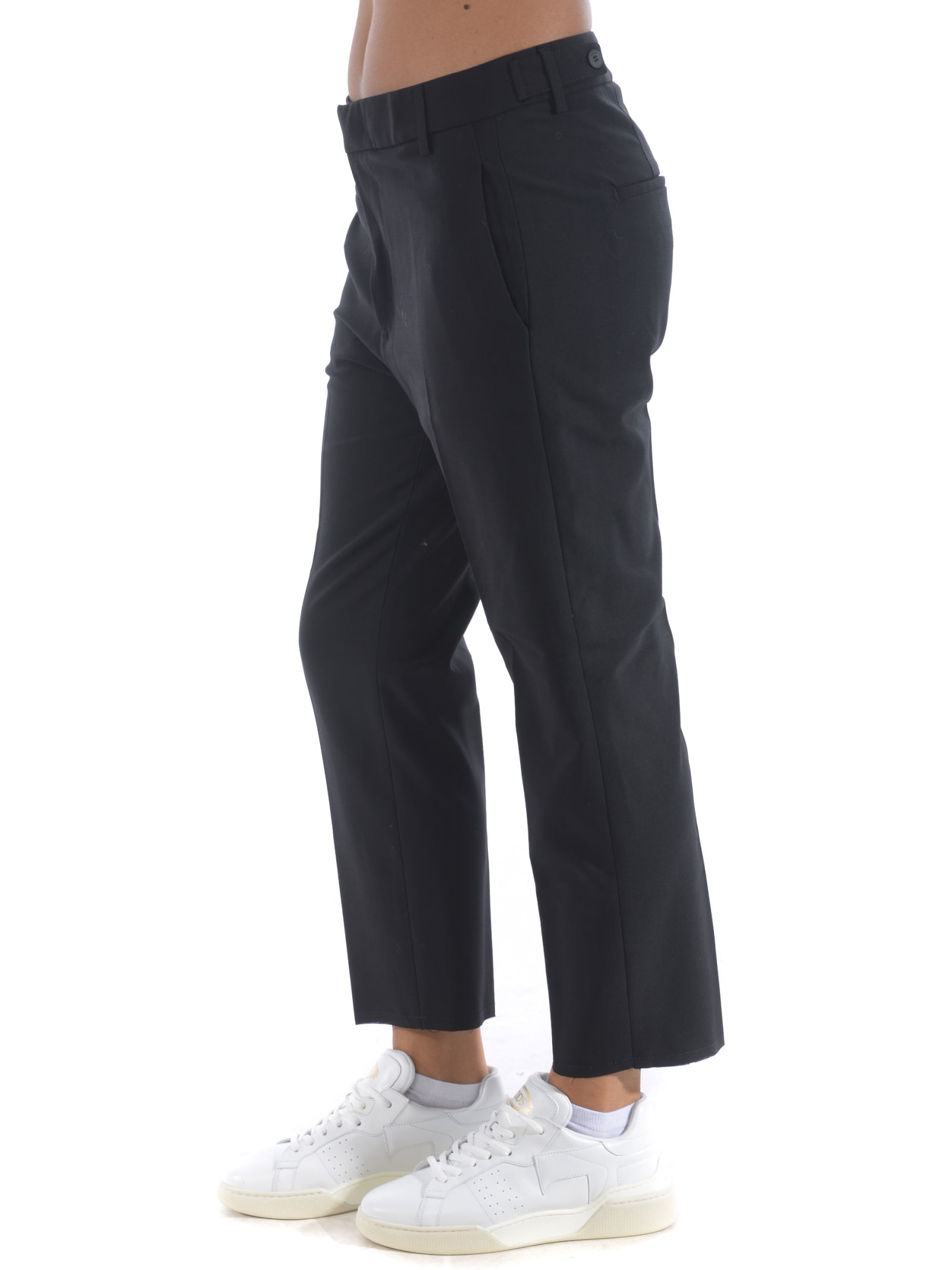 Shop Dondup Ariel Trousers In Stretch Wool Canvas In Nero