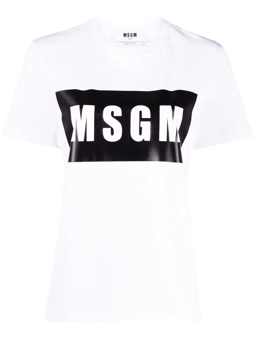 MSGM Woman White T-shirt With Black Logo Box