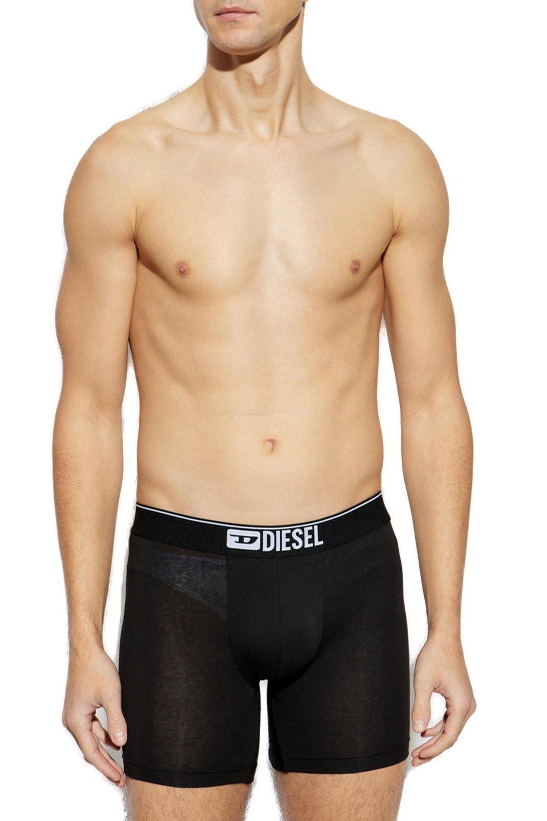 Diesel Black Stretch Cotton Boxer Set In Black