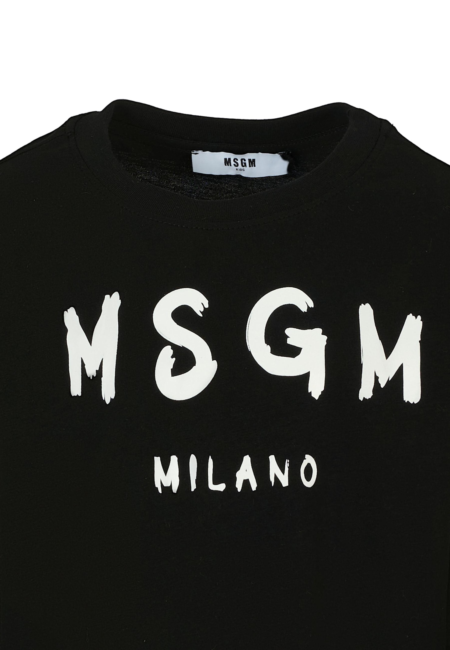 Msgm Black T-shirt For Kids With Logo In Black