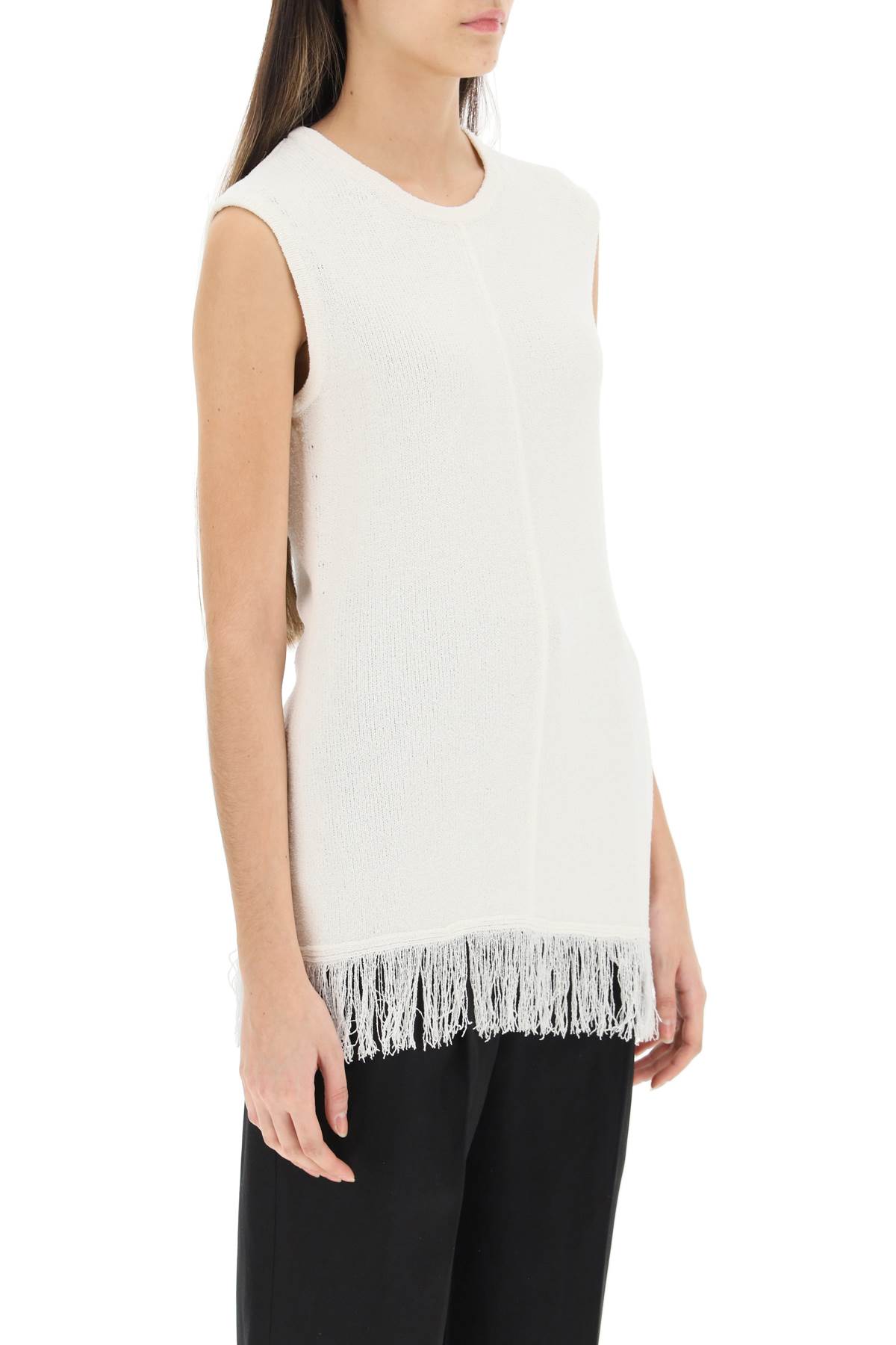 Shop Loulou Studio Fringed Bouclé Knit Top In Ivory (white)