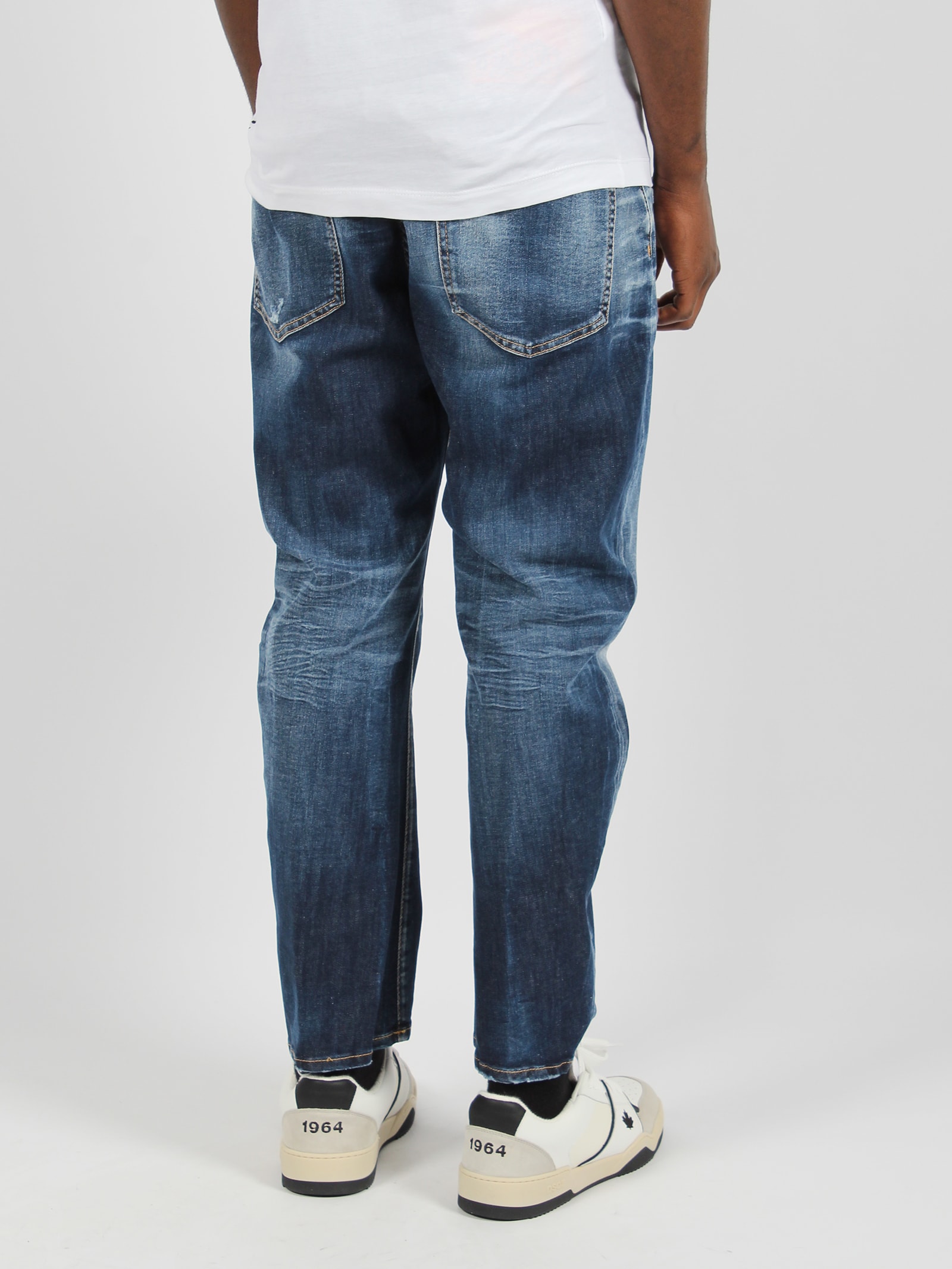 Shop Dsquared2 Dark Everyday Wash Bro Jeans In Blue