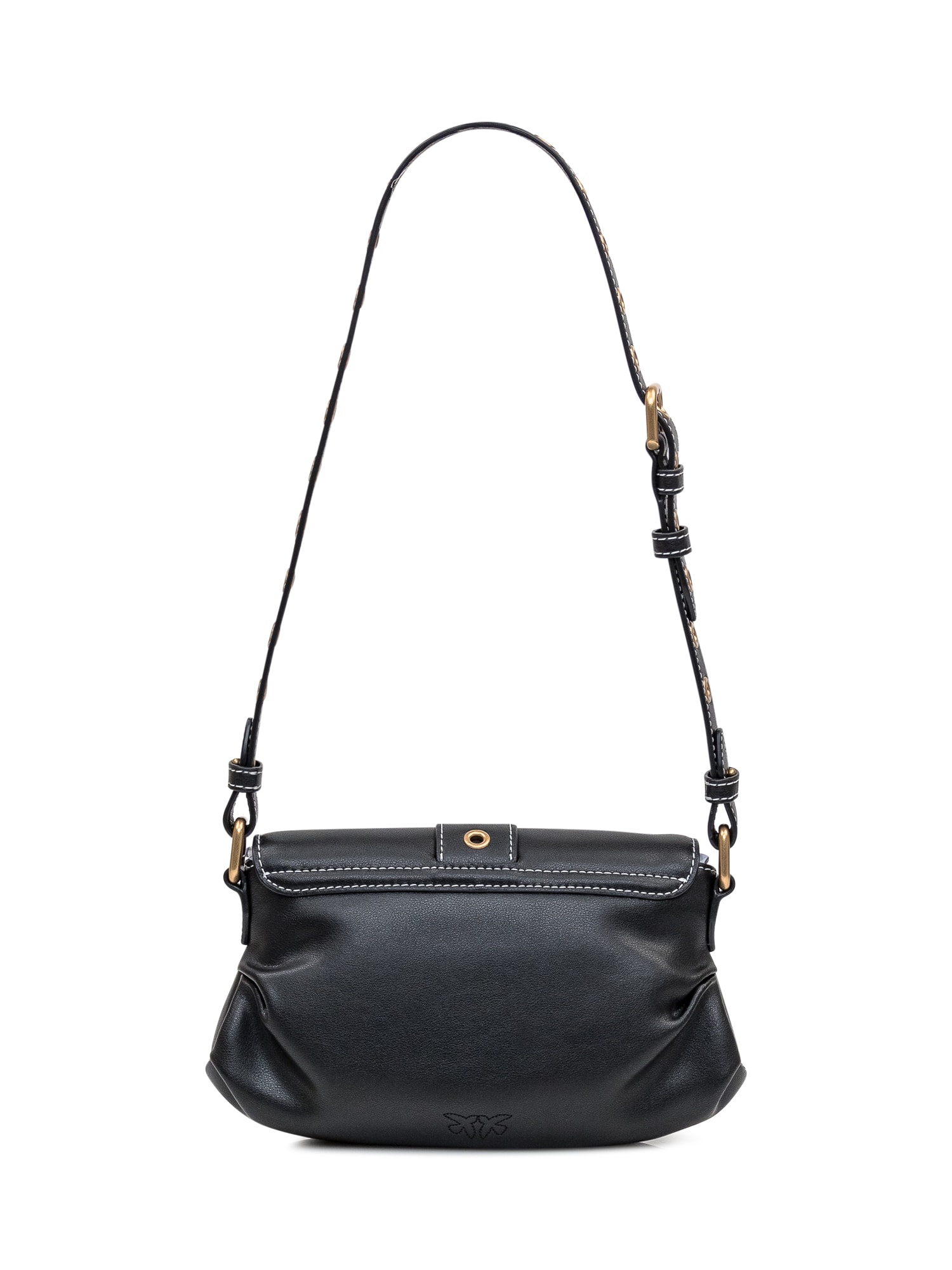 Shop Pinko Jolene Shoulder Mini Bag In Nero Antiqque Gold