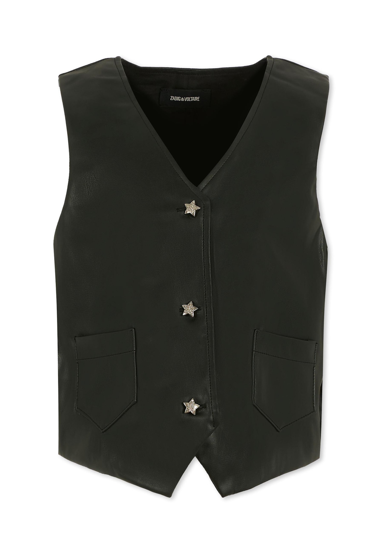 Zadig & Voltaire Black Vest For Girl With Star In Black
