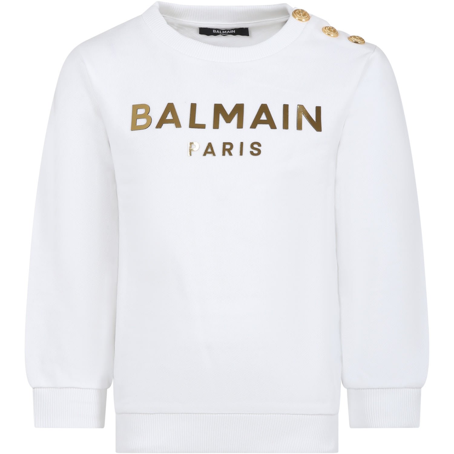 Balmain Kids' White Sweatshirt For Girl With Logo