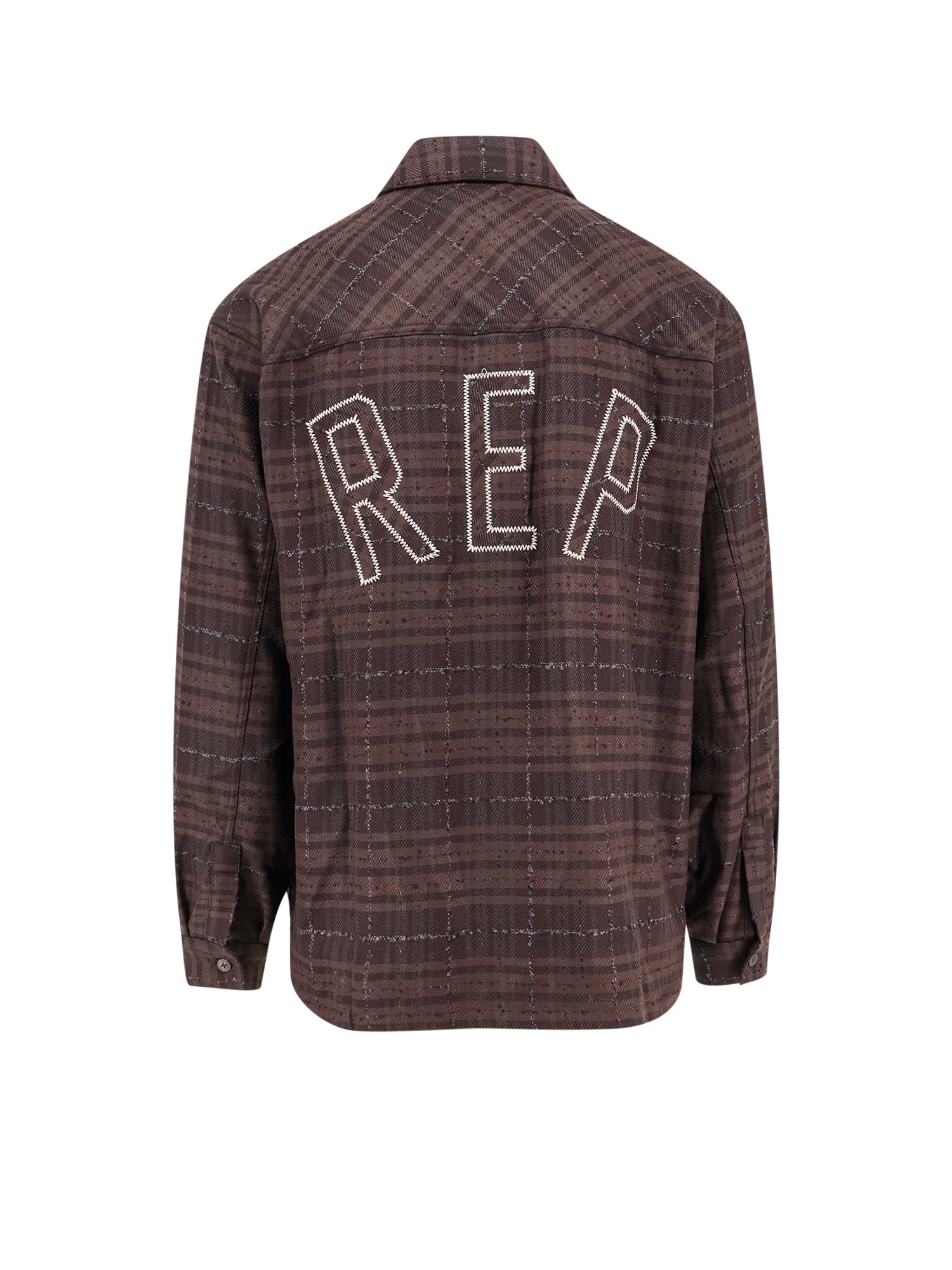 Represent Flannel Shirt Poches Poitrine Broderie Manches Longues In Marrone