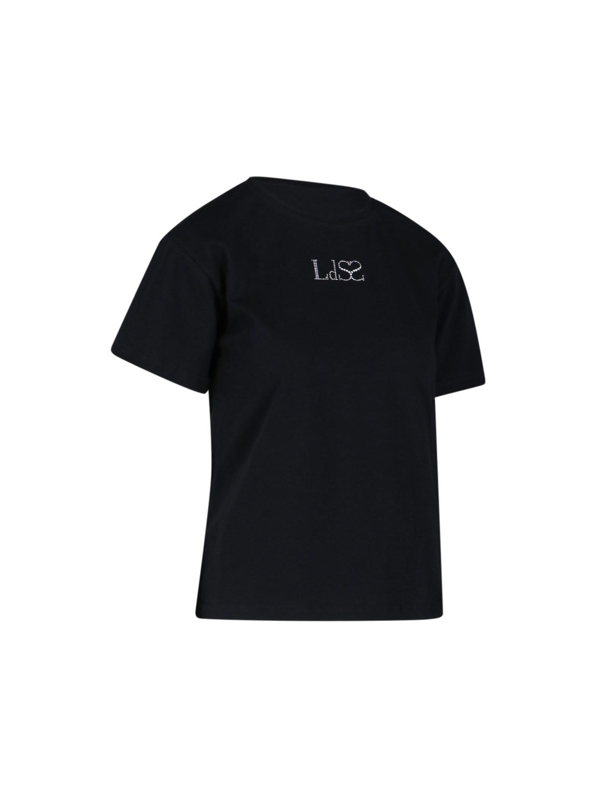 Shop Ludovic De Saint Sernin Crystal Logo T-shirt In Black