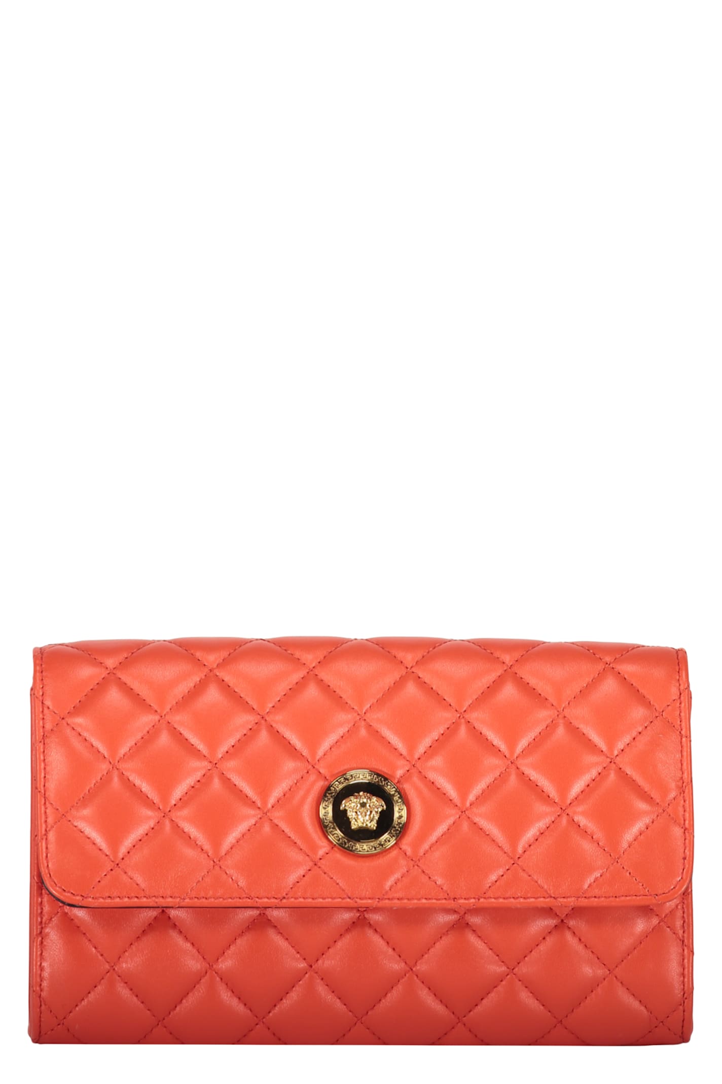 Versace Leather Crossbody Bag In Orange