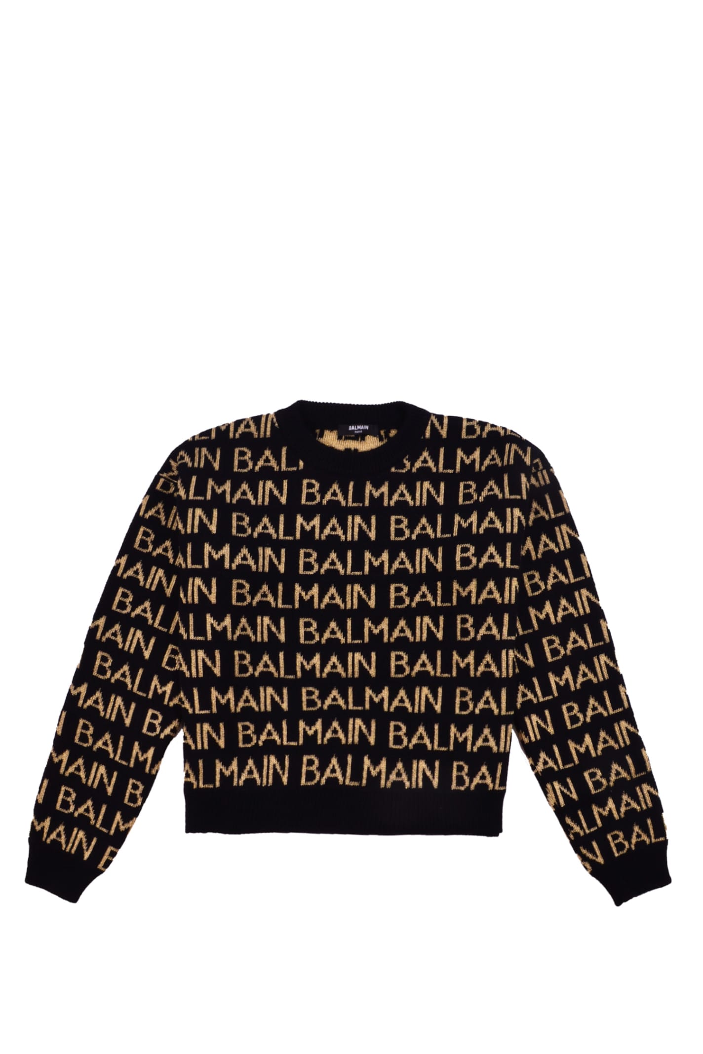 Balmain Kids' Wool Blend Sweater With Logo In Black