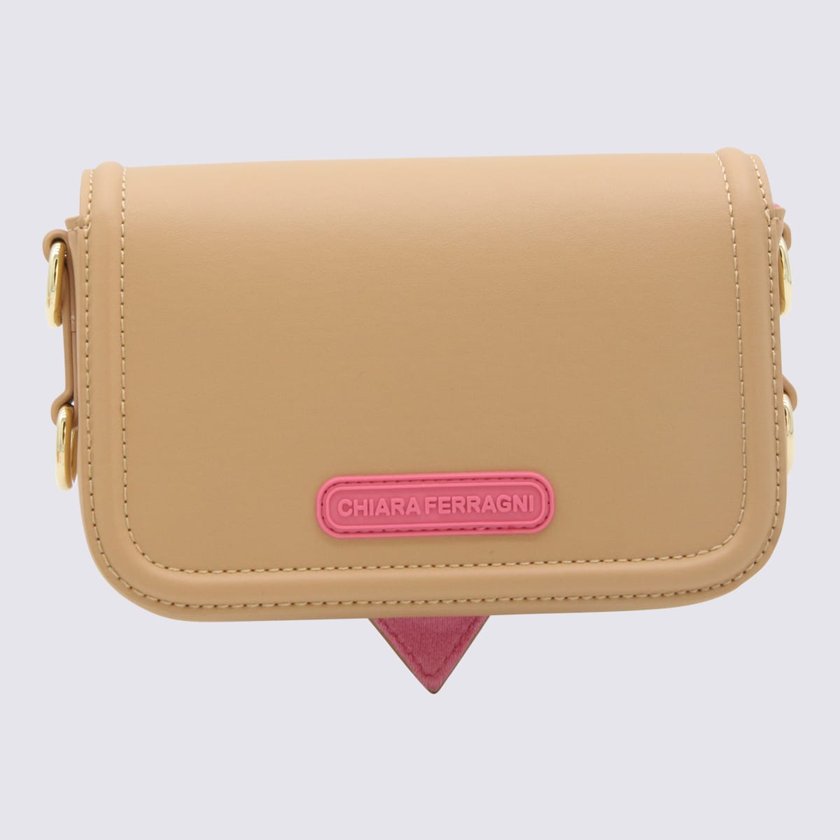 Shop Chiara Ferragni Brush Faux Leather Eyelike Shoulder Bag In Blush Pink